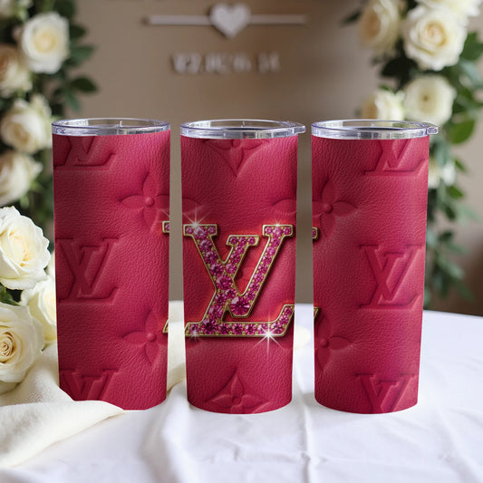 Glamorous Hot Pink Designer Tumbler with Crystal Accents