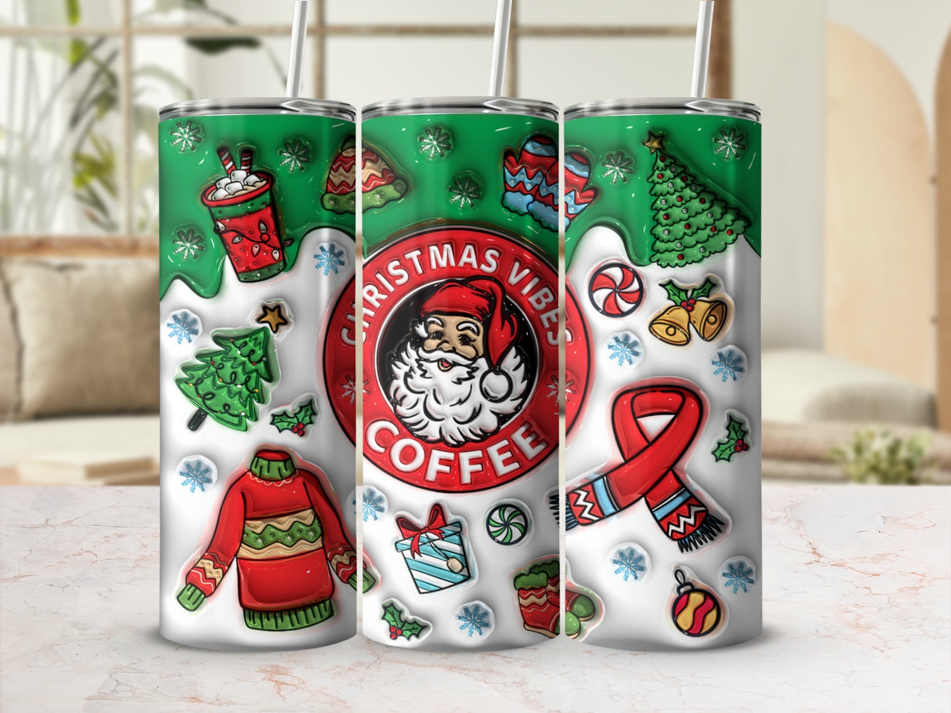Christmas Vibes Coffee Stainless Steel Tumbler Cup