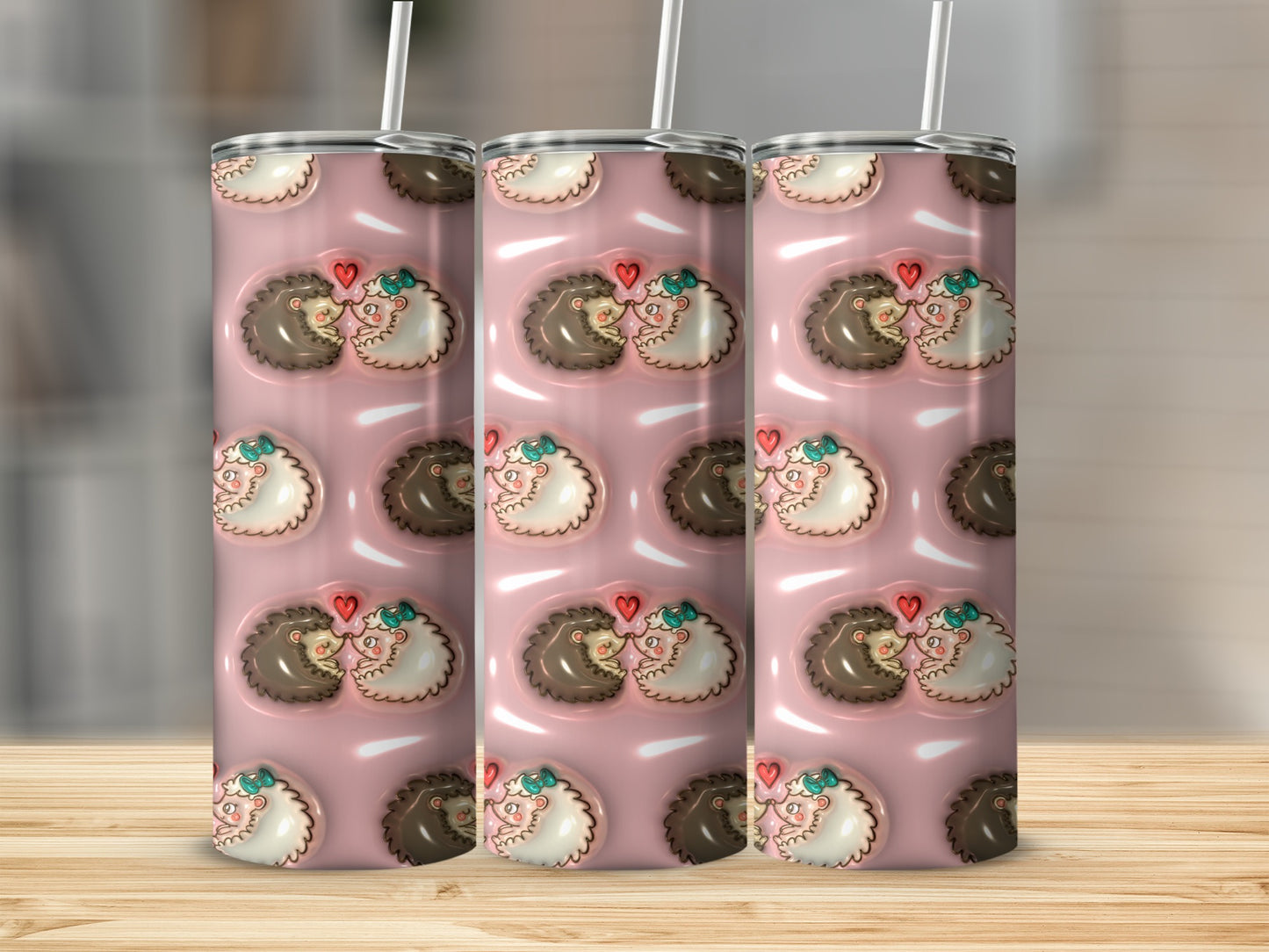 Adorable Hedgehog and Heart Design Tumbler Product