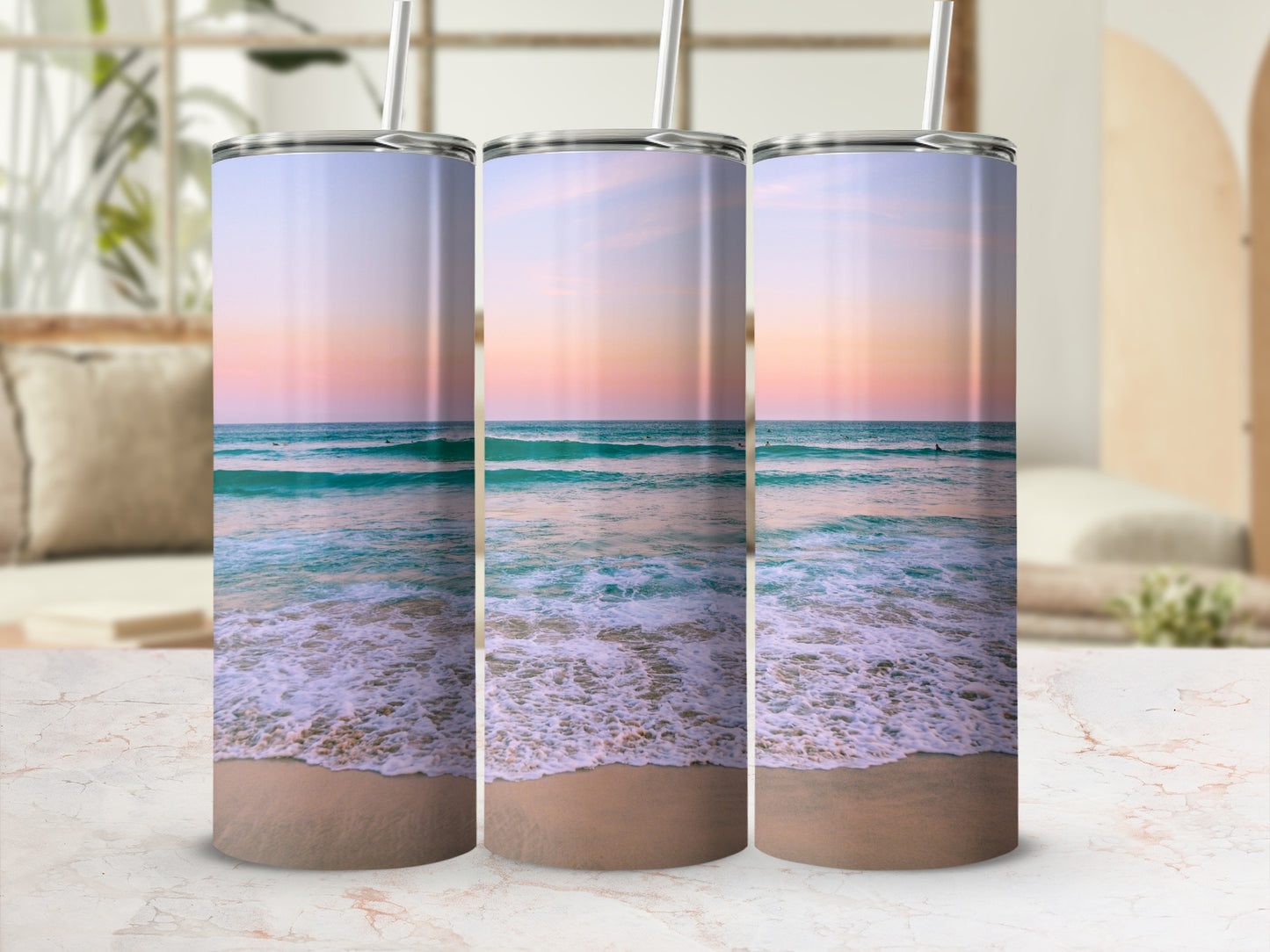 Beautiful Ocean Sunset Design Stainless Steel Tumbler