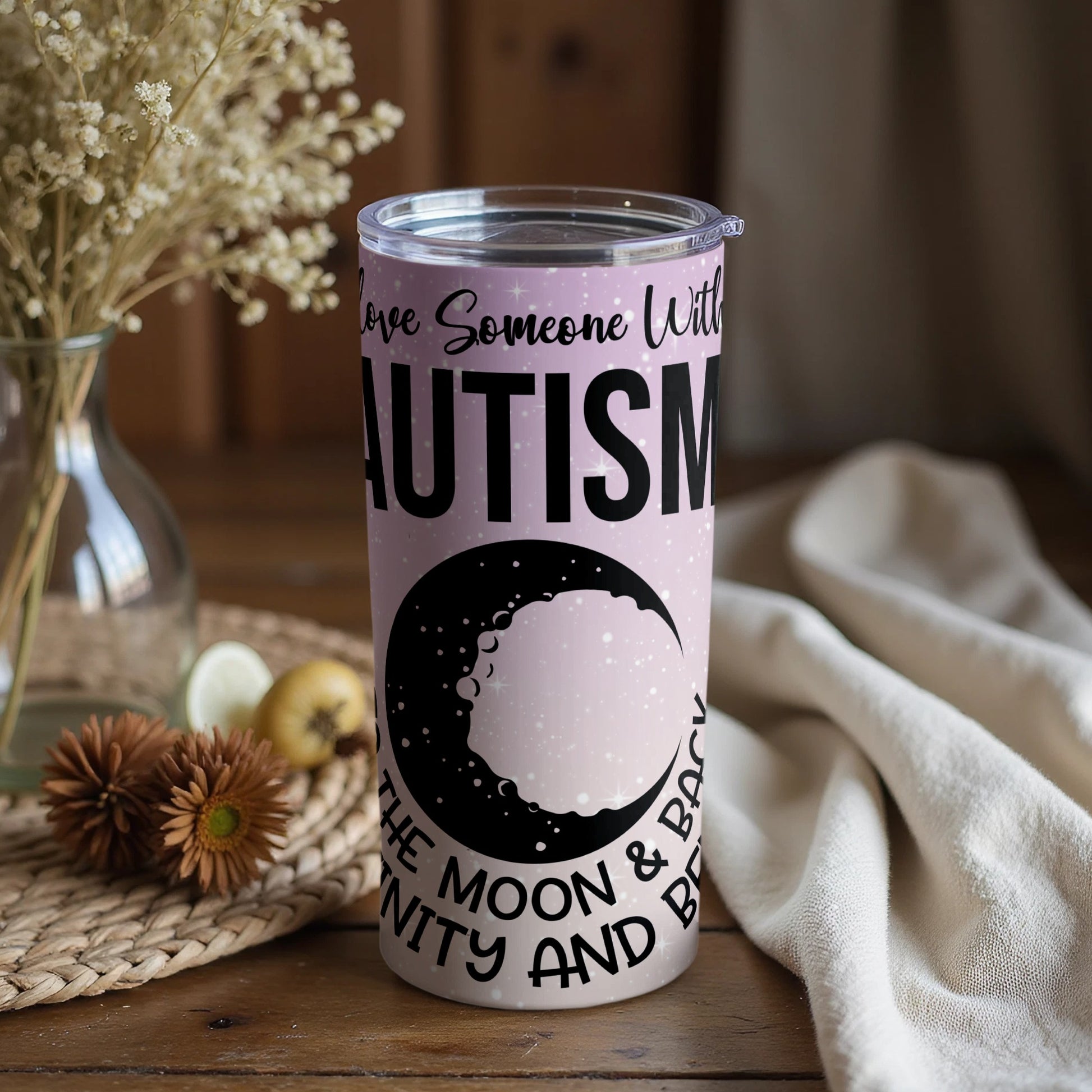 I Love Someone With Autism The Moon And Back Tumbler