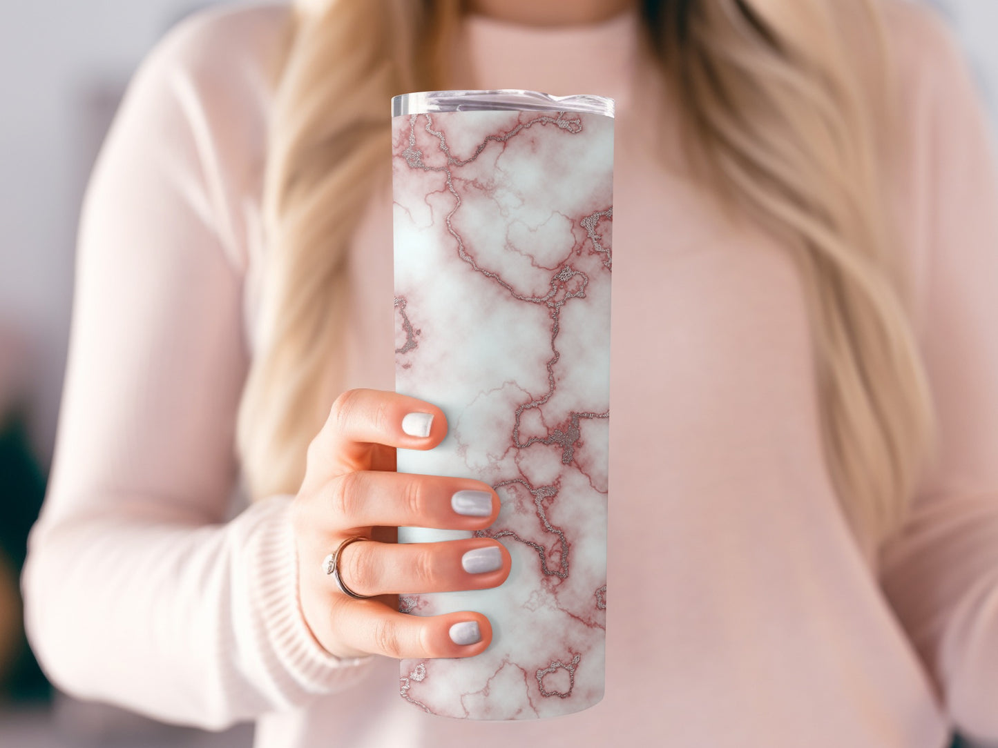 Rose Gold Veined White Marble Texture Elegant Tumblers