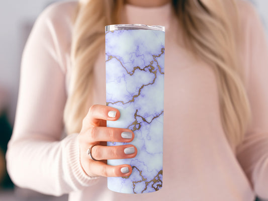 Abstract Light Blue and Gold Marble Design Great Tumblers