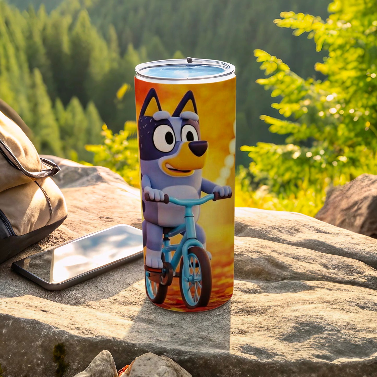 Cartoon Character Riding Bicycle Insulated Tumbler