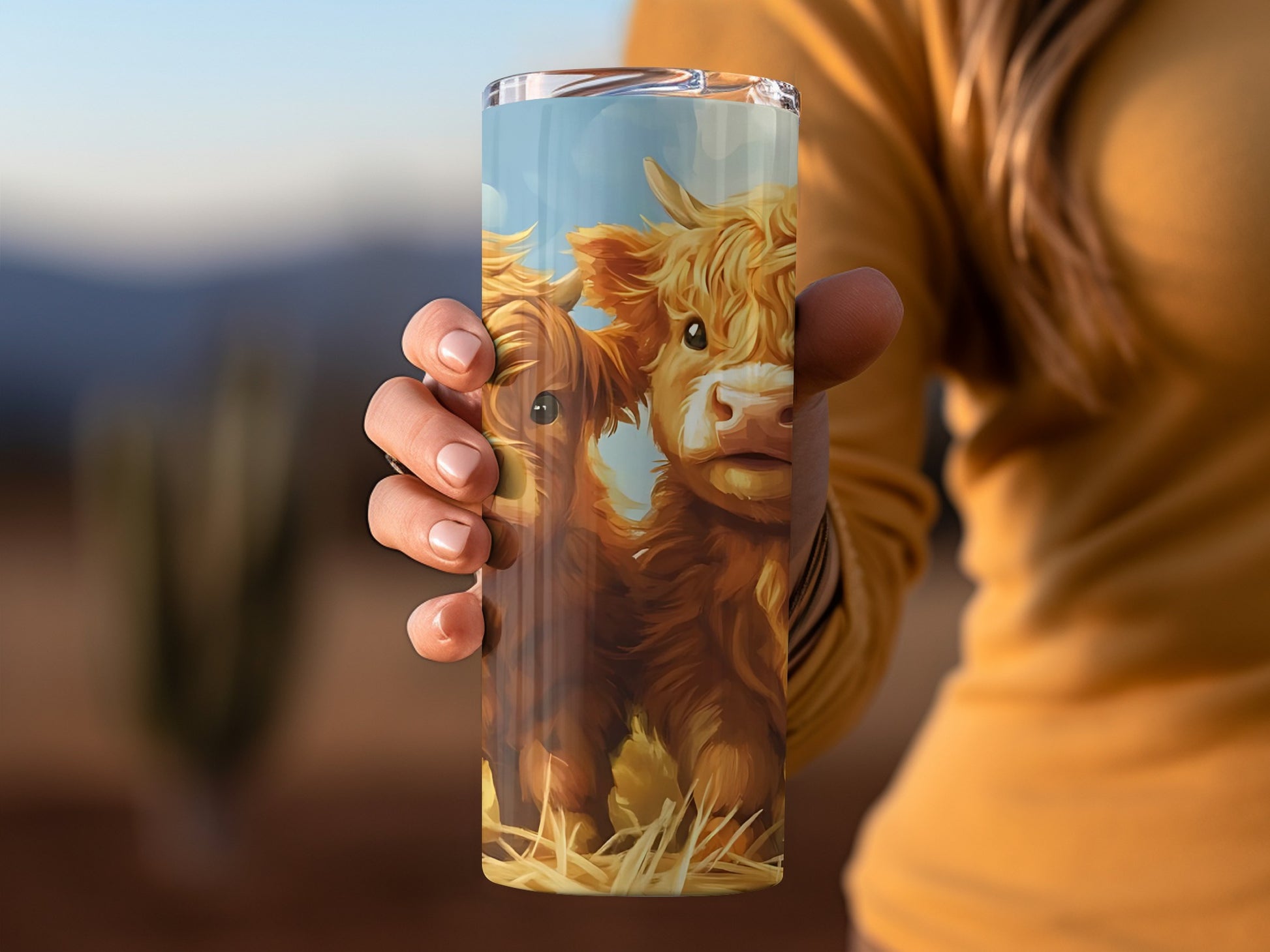 Adorable Highland Cow Print Insulated Tumbler Cup