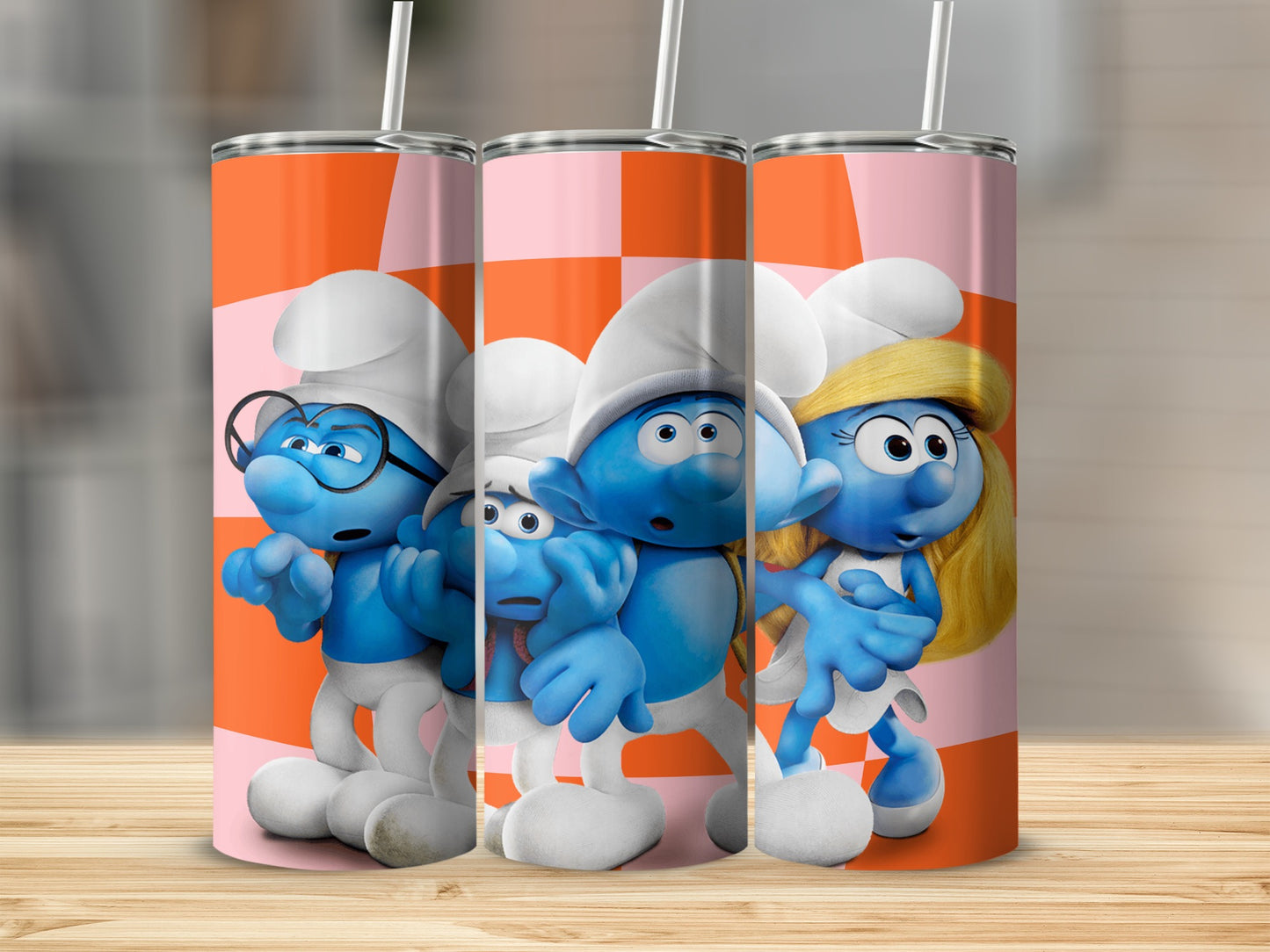 Animated Blue Characters Design for Tumbler Drinkware