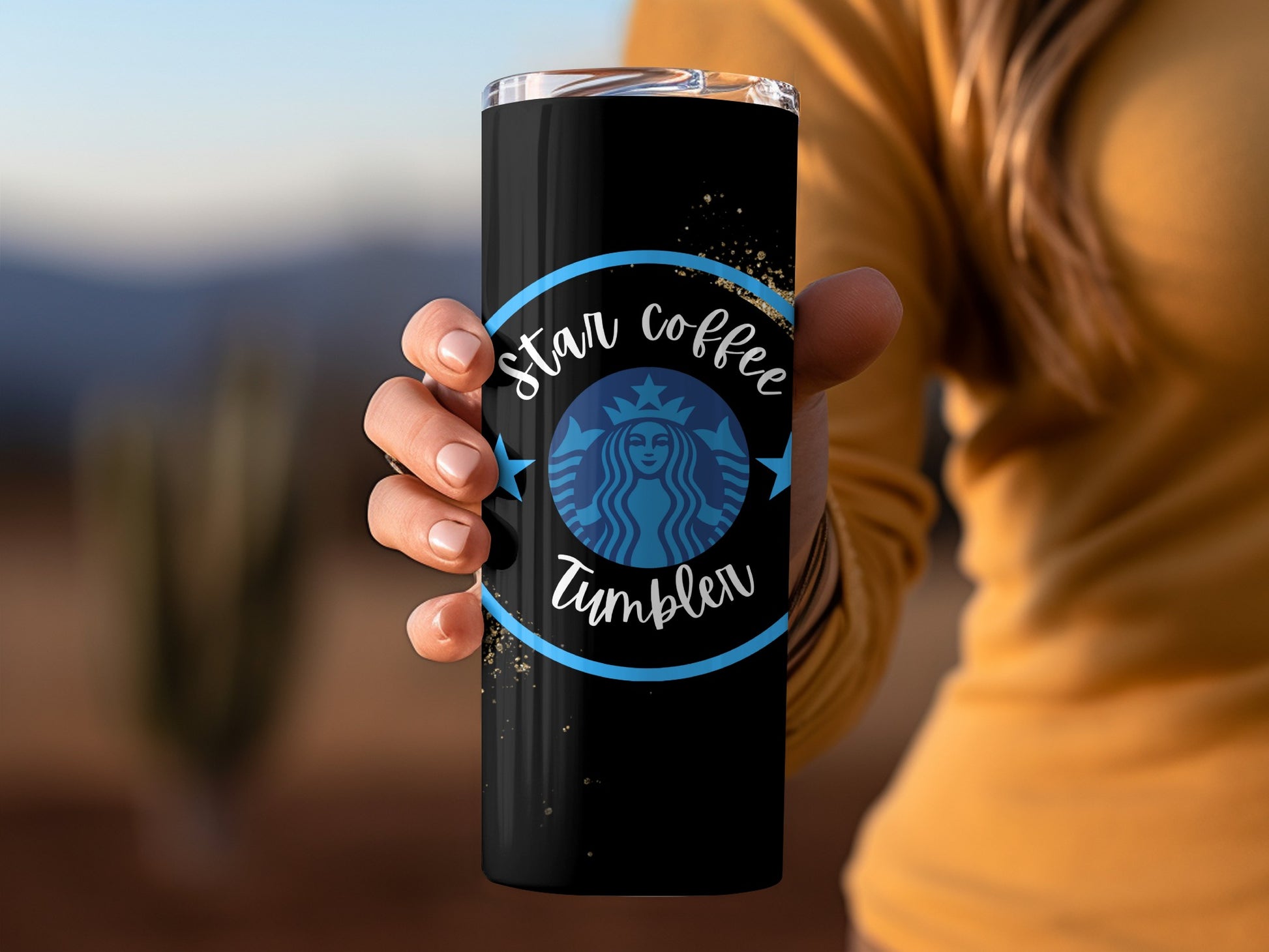 Star Coffee Tumbler with Blue Logo Design Tumbler