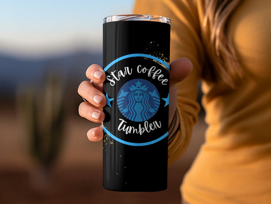 Star Coffee Tumbler with Blue Logo Design Tumbler