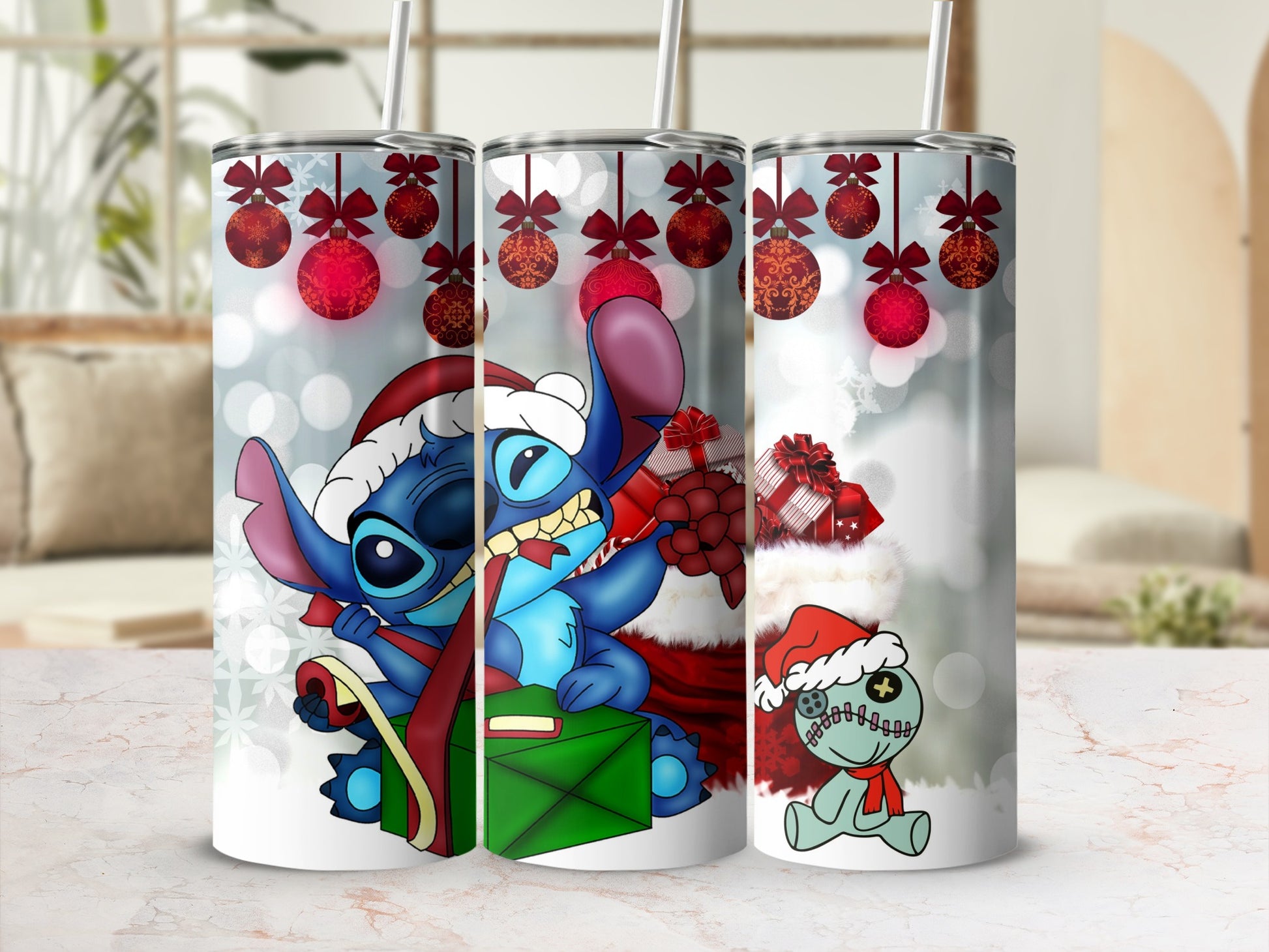 Christmas Themed Tumblers with Fun Festive Characters