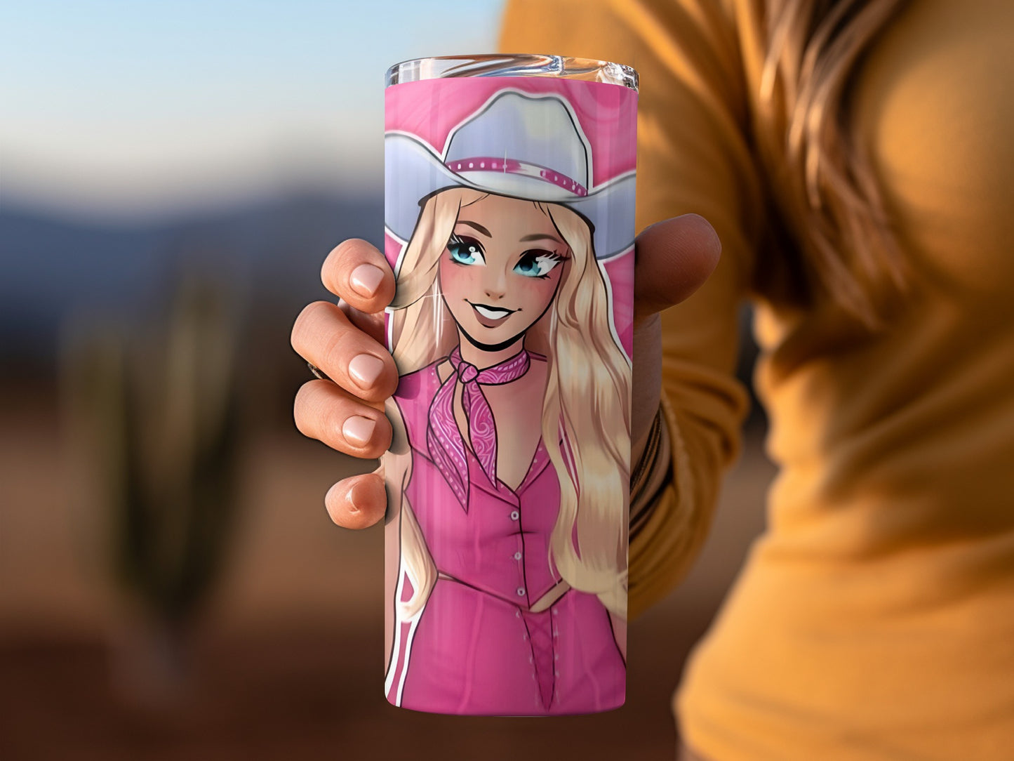 Cute Blonde Cowgirl Illustration Tumbler for Sale