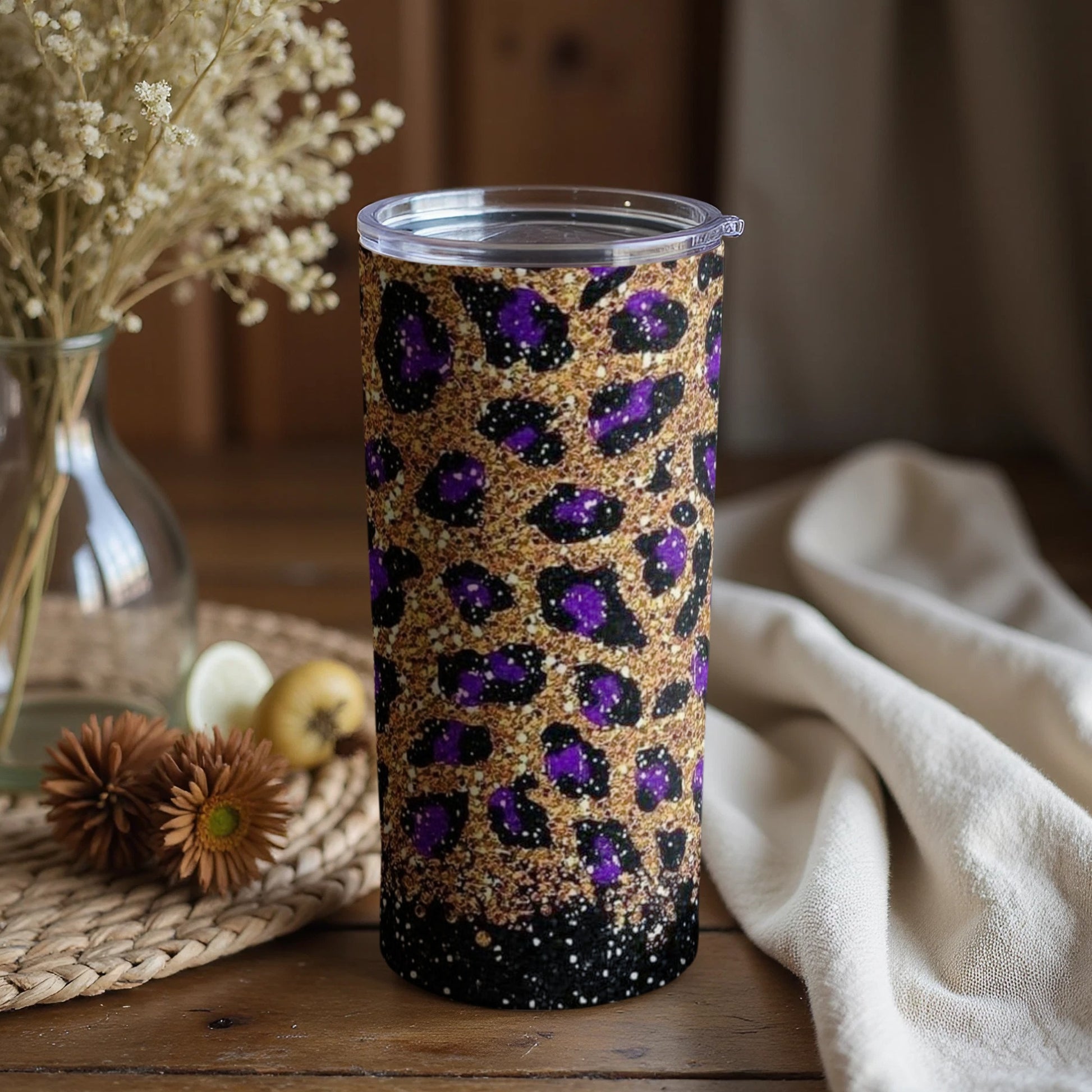 Sparkling Purple Leopard Print Tumbler for Everyday Use