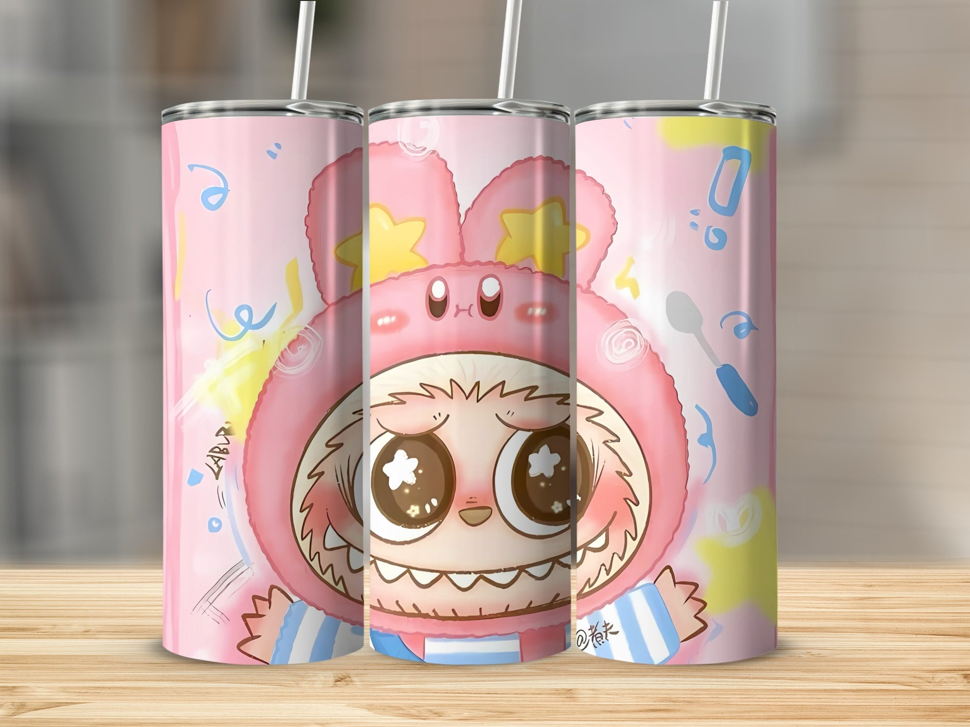 Adorable Pink Cartoon Character Tumbler product