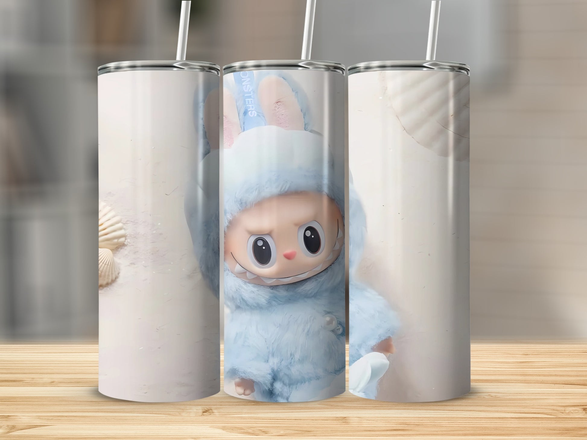 Cute Blue Bunny Character Insulated Stainless Steel Tumbler