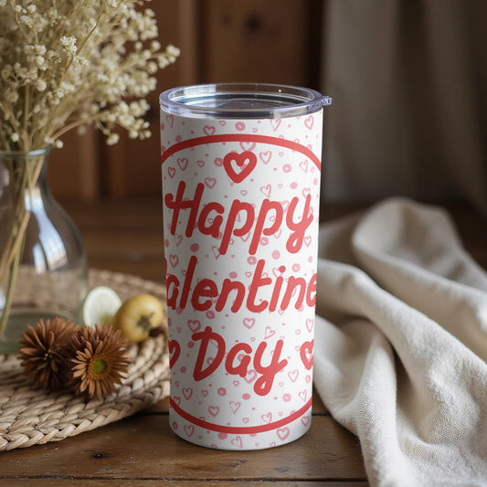Happy Valentine Day Pink Hearts Design Tumbler