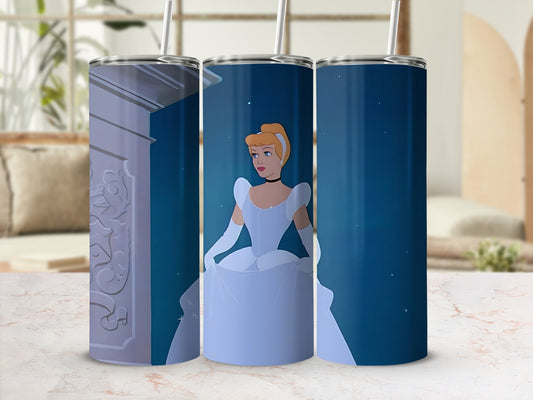Cinderella Illustration Tumbler with Straw Disney Cup