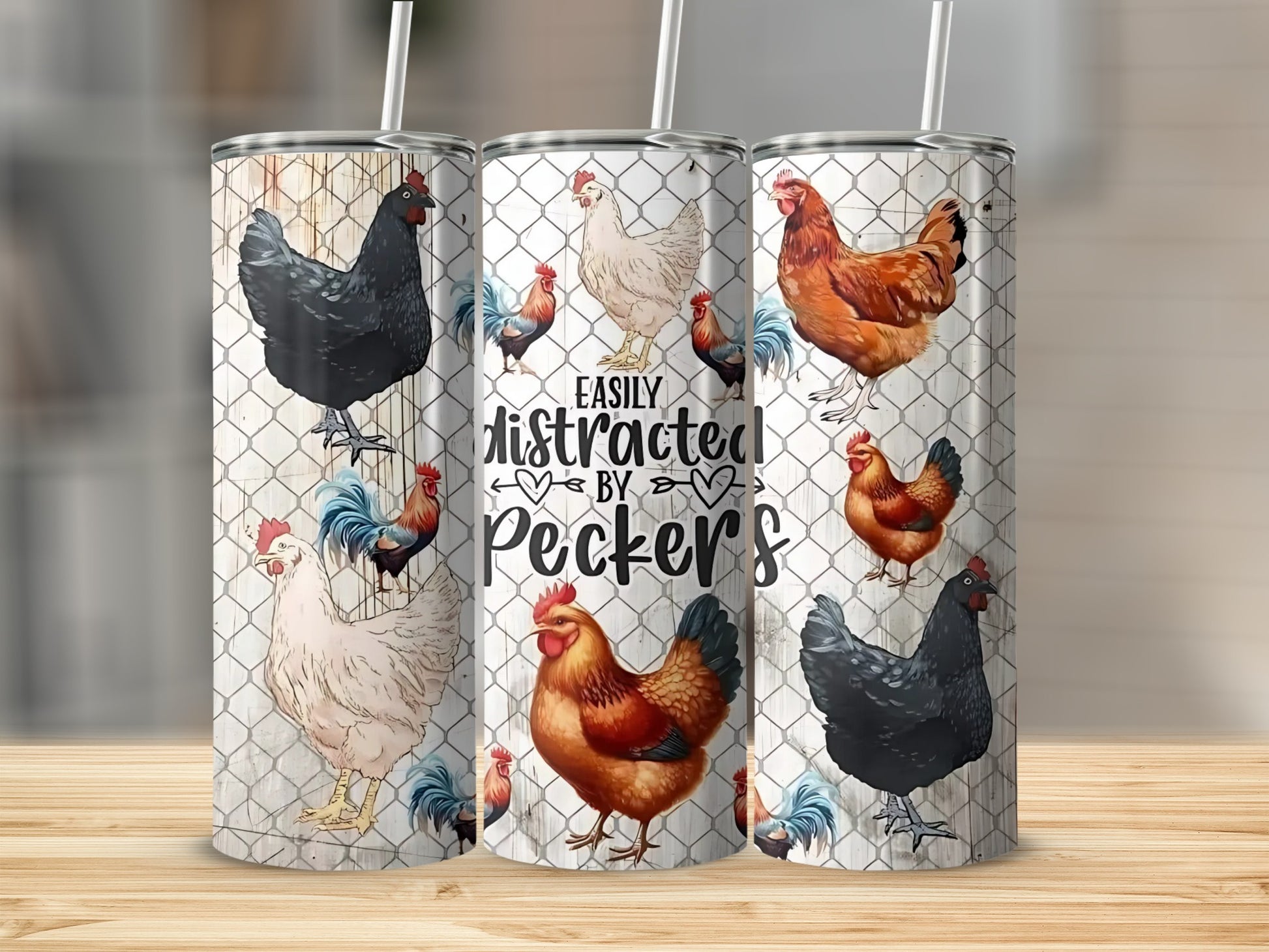 Easily Distracted by Peckers Chicken Tumbler Cup