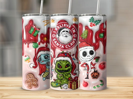 Festive Cartoon Christmas Tumblers With Santa Characters