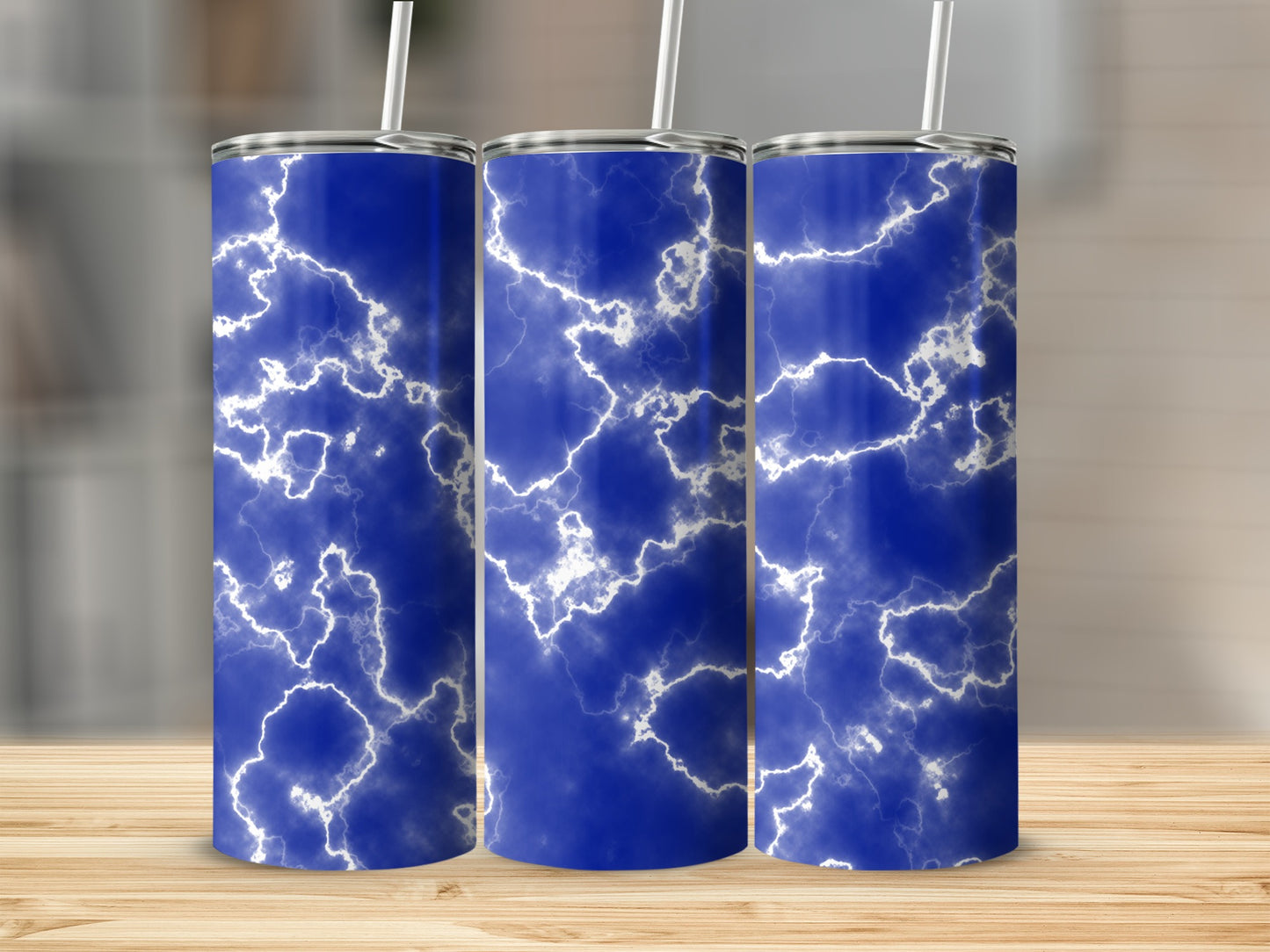 Vibrant Blue Abstract Design On Tumblers Perfect Gift Idea