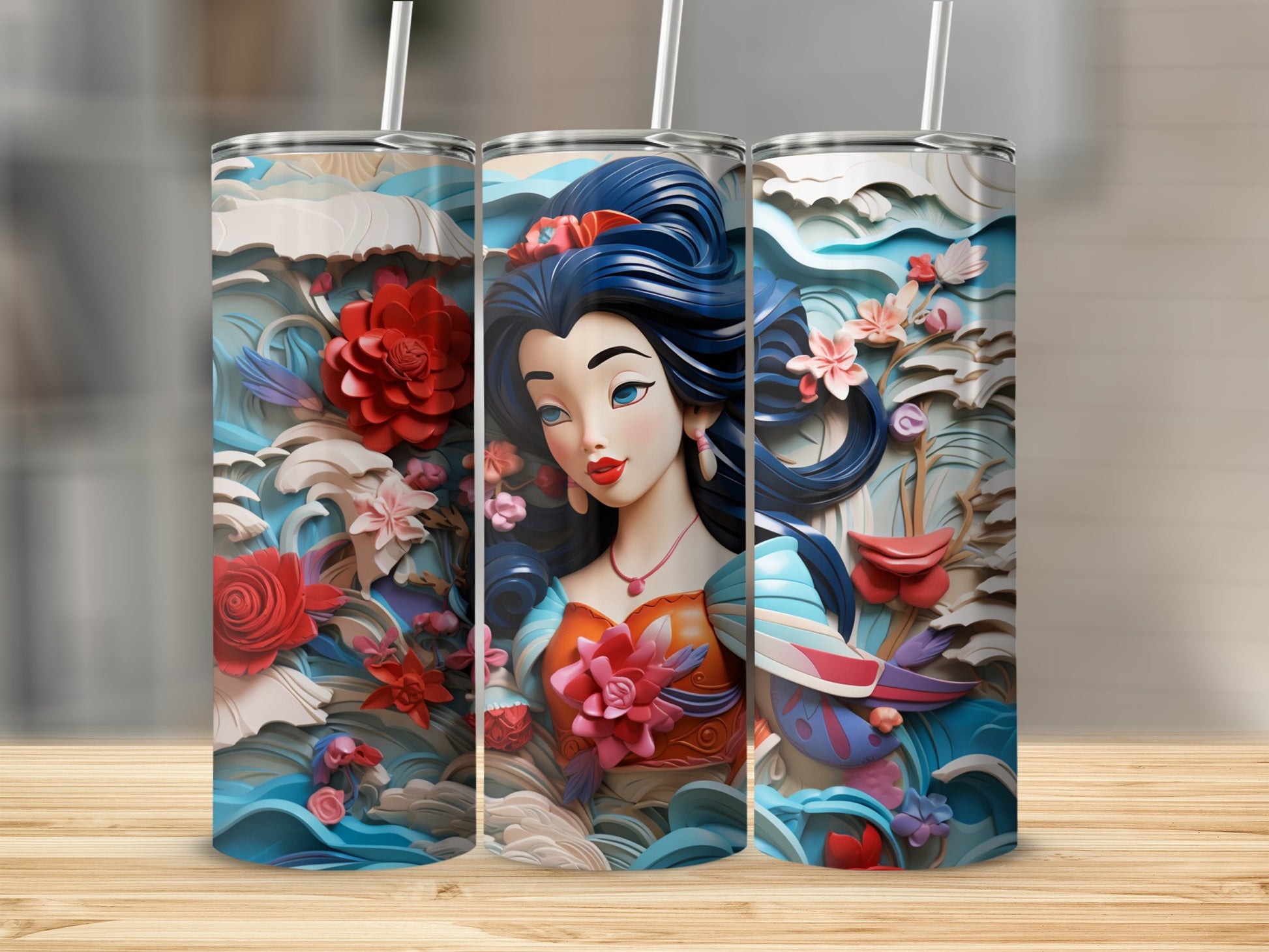 Elegant Floral Art Insulated Travel Tumbler