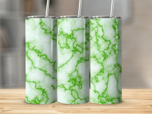 Abstract Green Veins on White Texture Decorative Tumblers