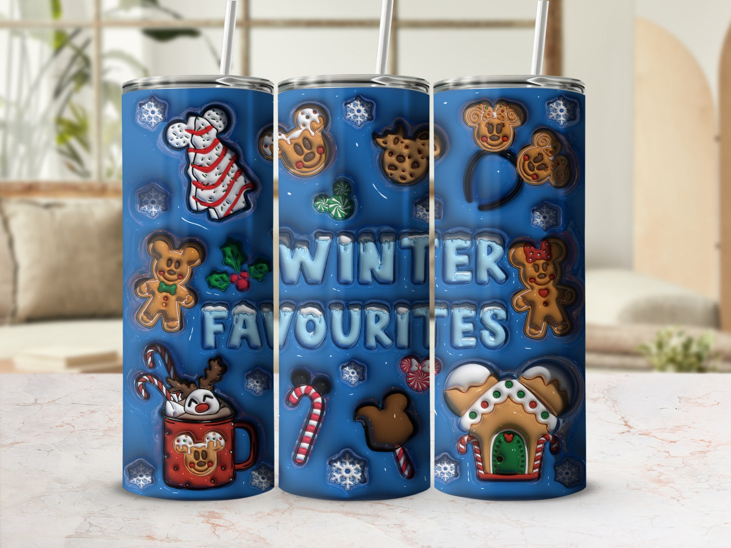 Winter Favourites Themed Tumbler With Straw