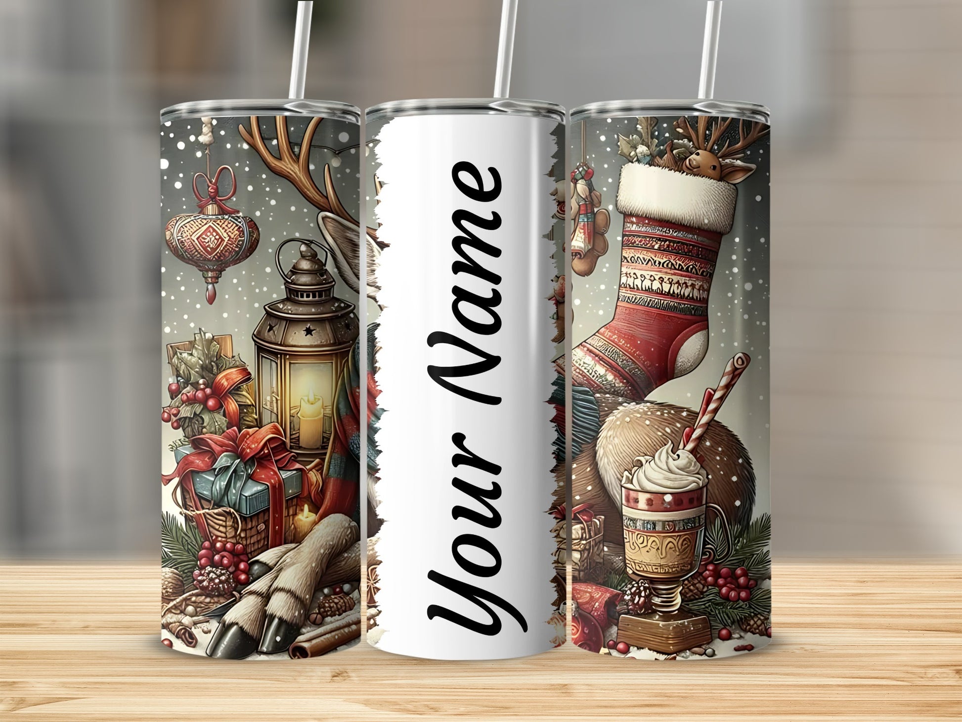 Personalized Christmas Themed Tumbler Holiday Gift