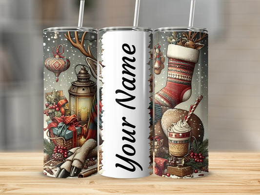 Personalized Christmas Themed Tumbler Holiday Gift