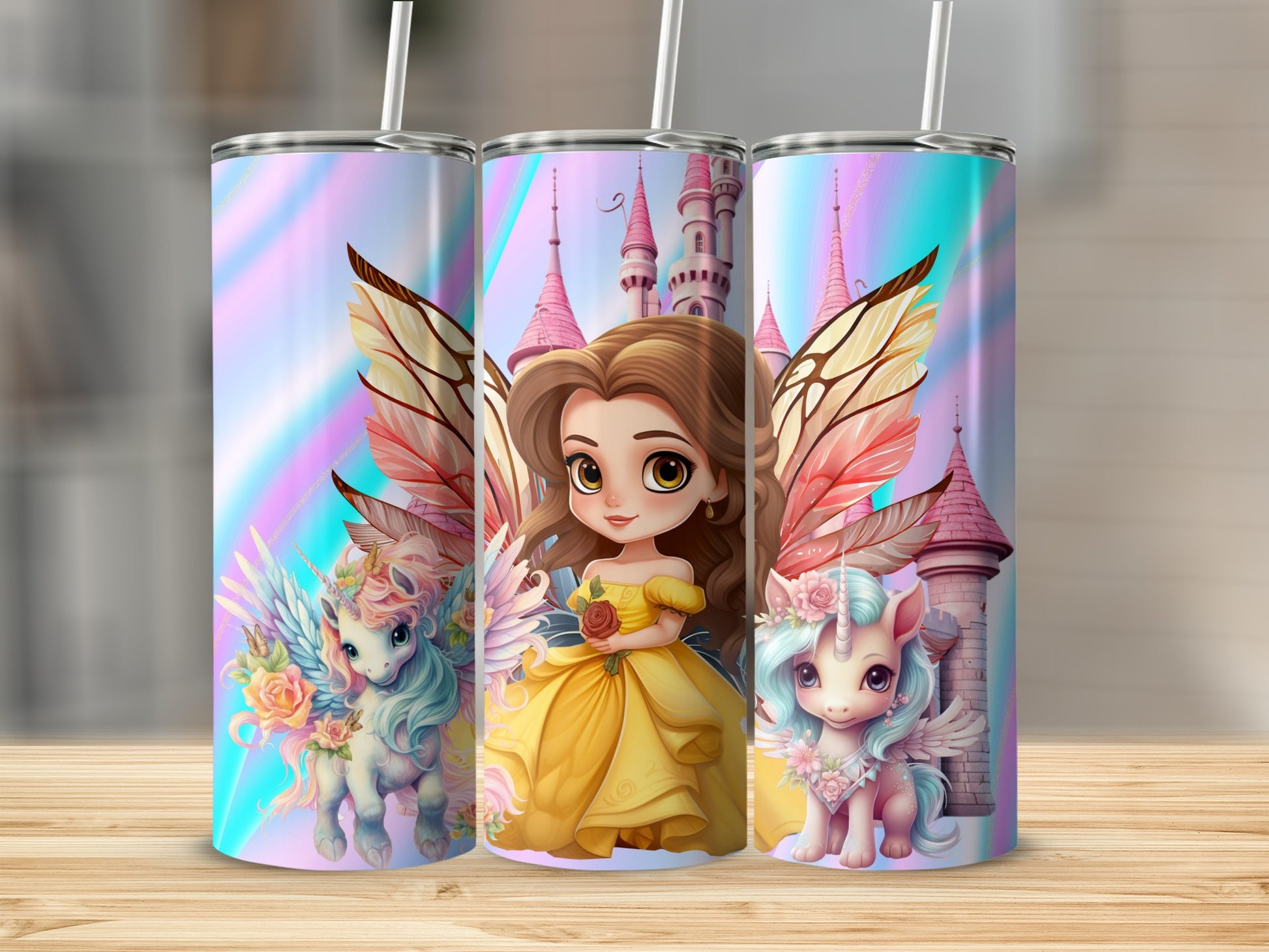 Princess and Unicorn Fantasy Castle Tumbler Cup