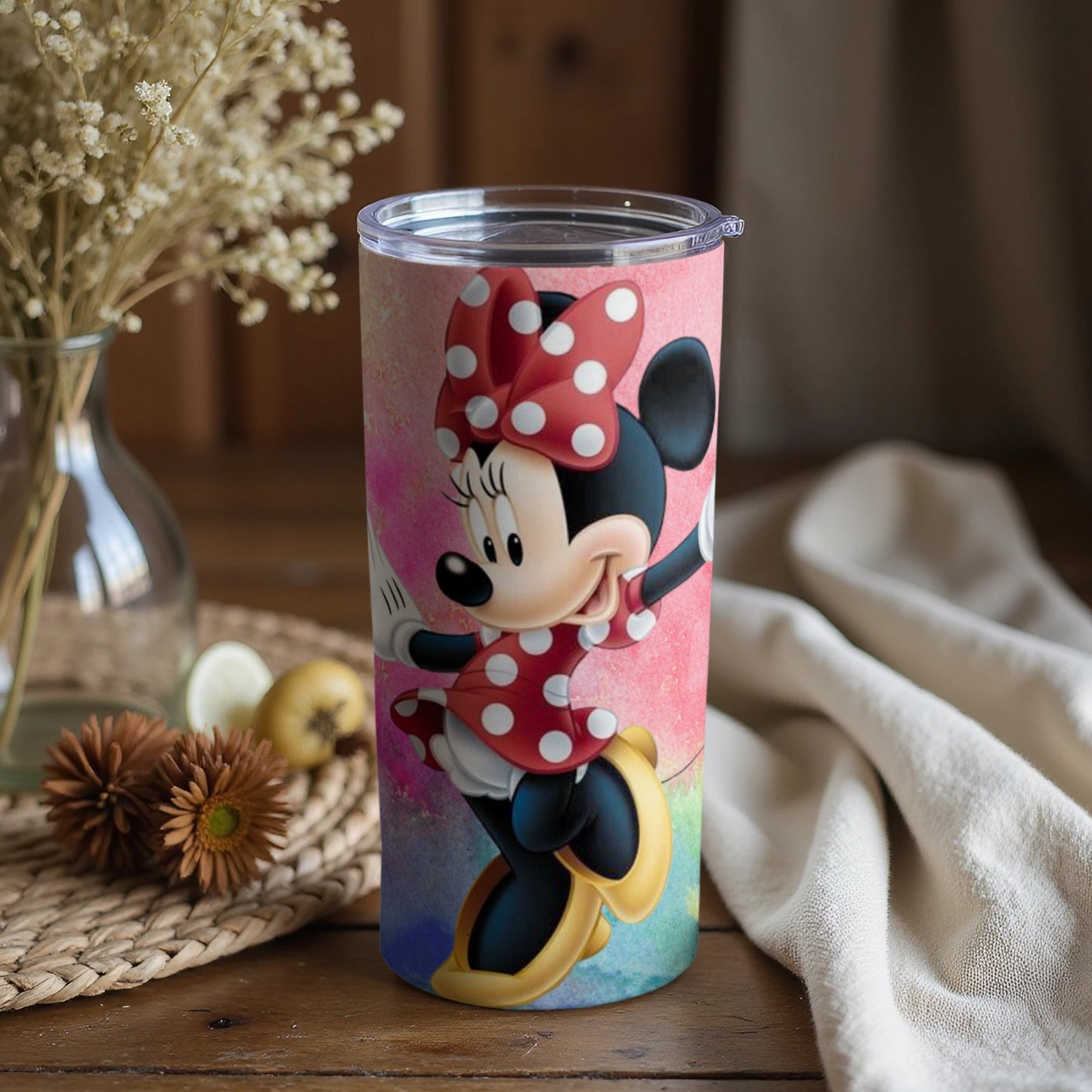 Cute Minnie Mouse Tumbler with Red Polka Dot Bow