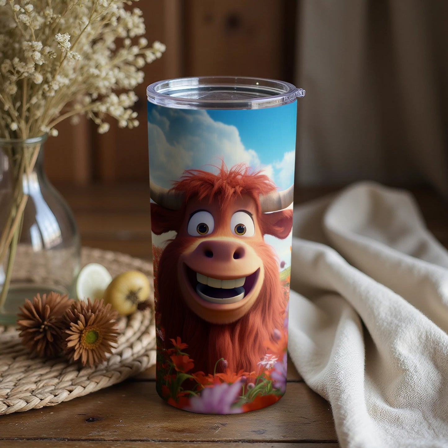 Smiling Cartoon Cow Insulated Tumbler product
