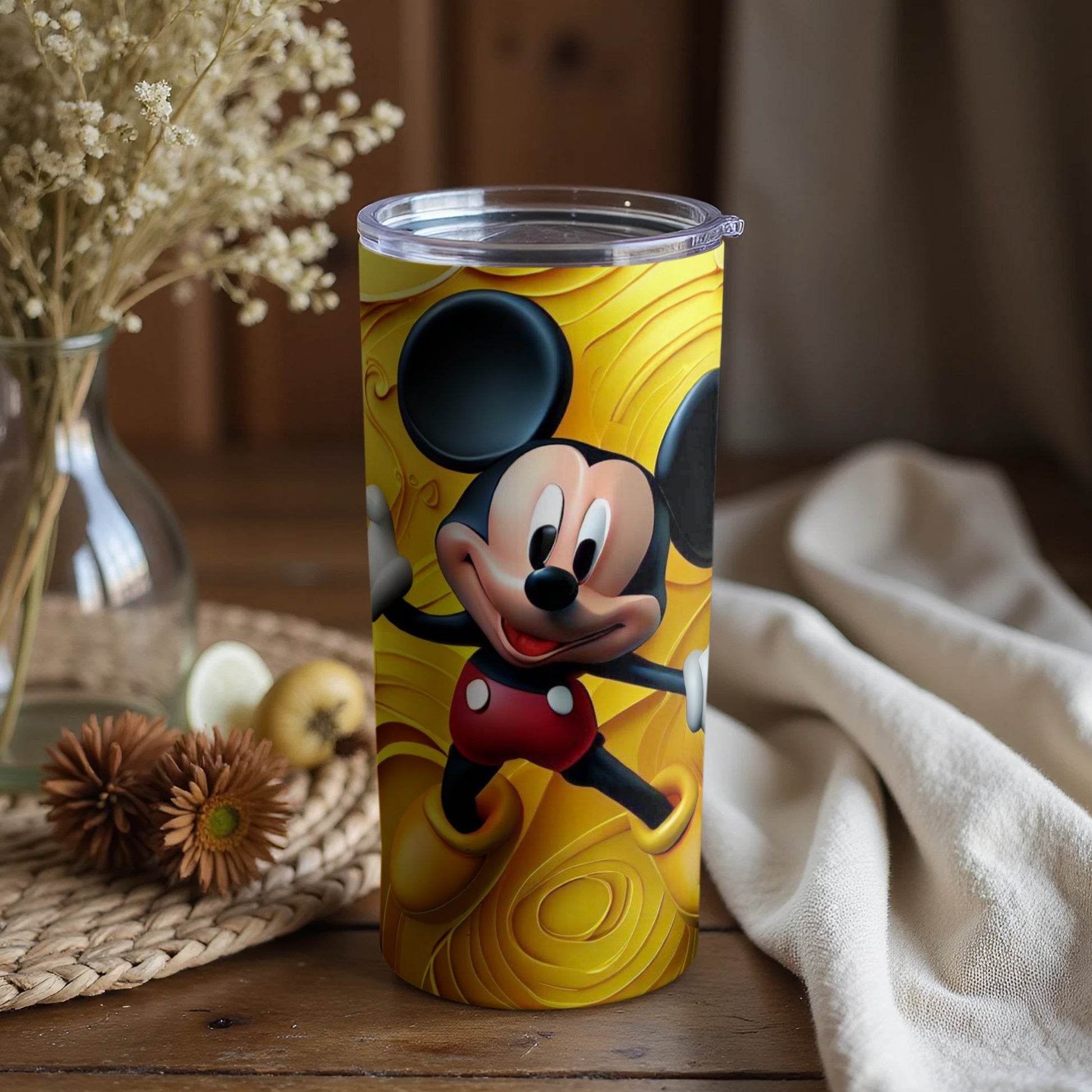 Cheerful Mickey Mouse Design Insulated Tumbler