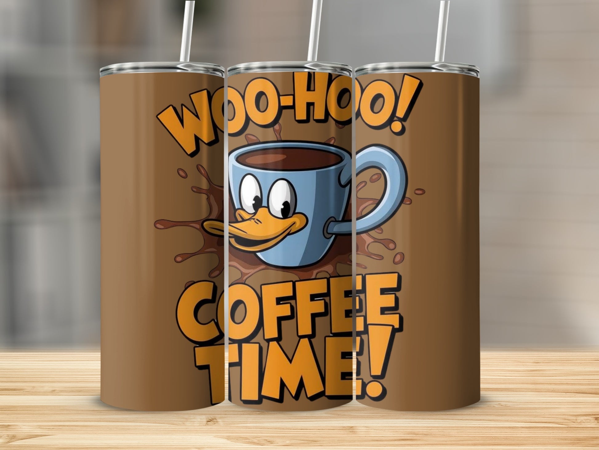 Woo-Hoo Coffee Time Fun Duck Mug Thermos Flask