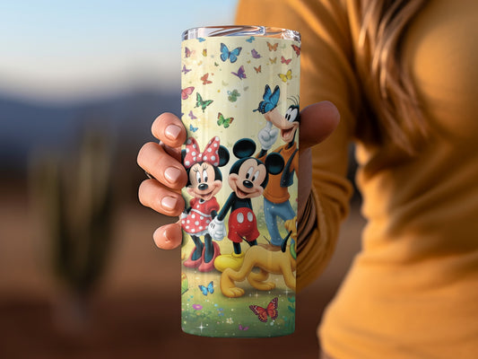 Colorful Cartoon Characters and Butterflies Tumbler