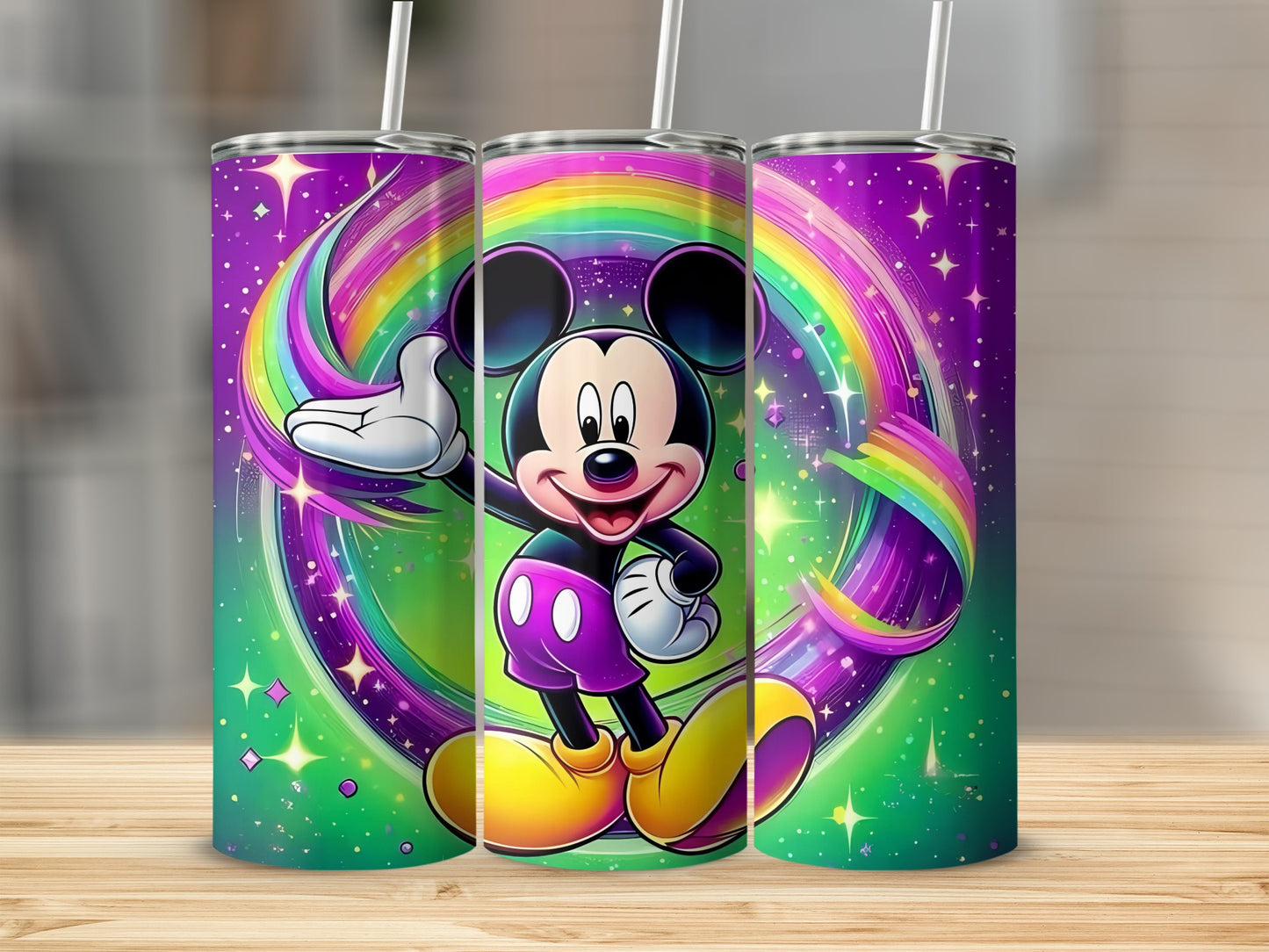 Colorful Rainbow Mickey Mouse Tumbler 20 oz Stainless Cup
