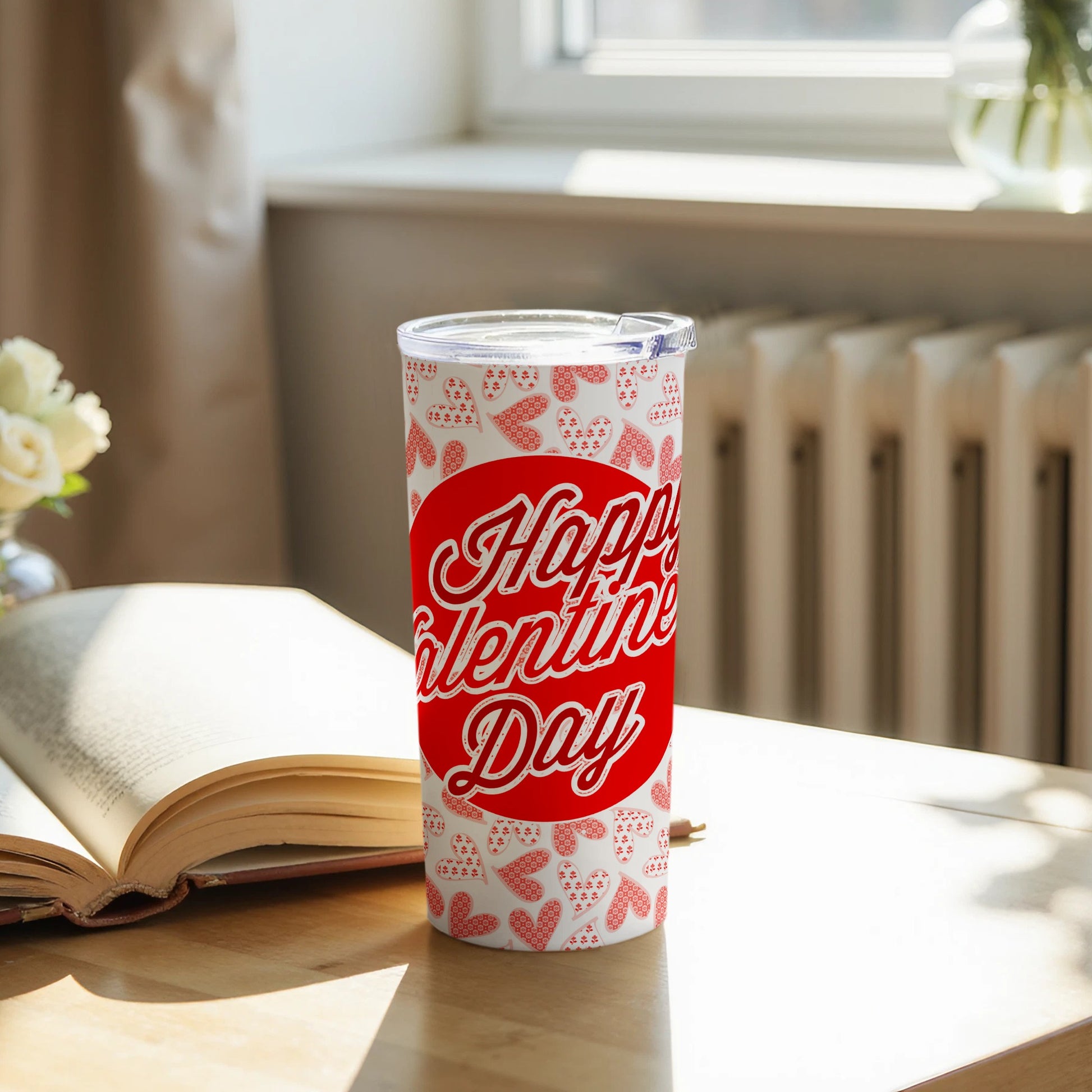 Happy Valentine Day Patterned Tumbler Cup