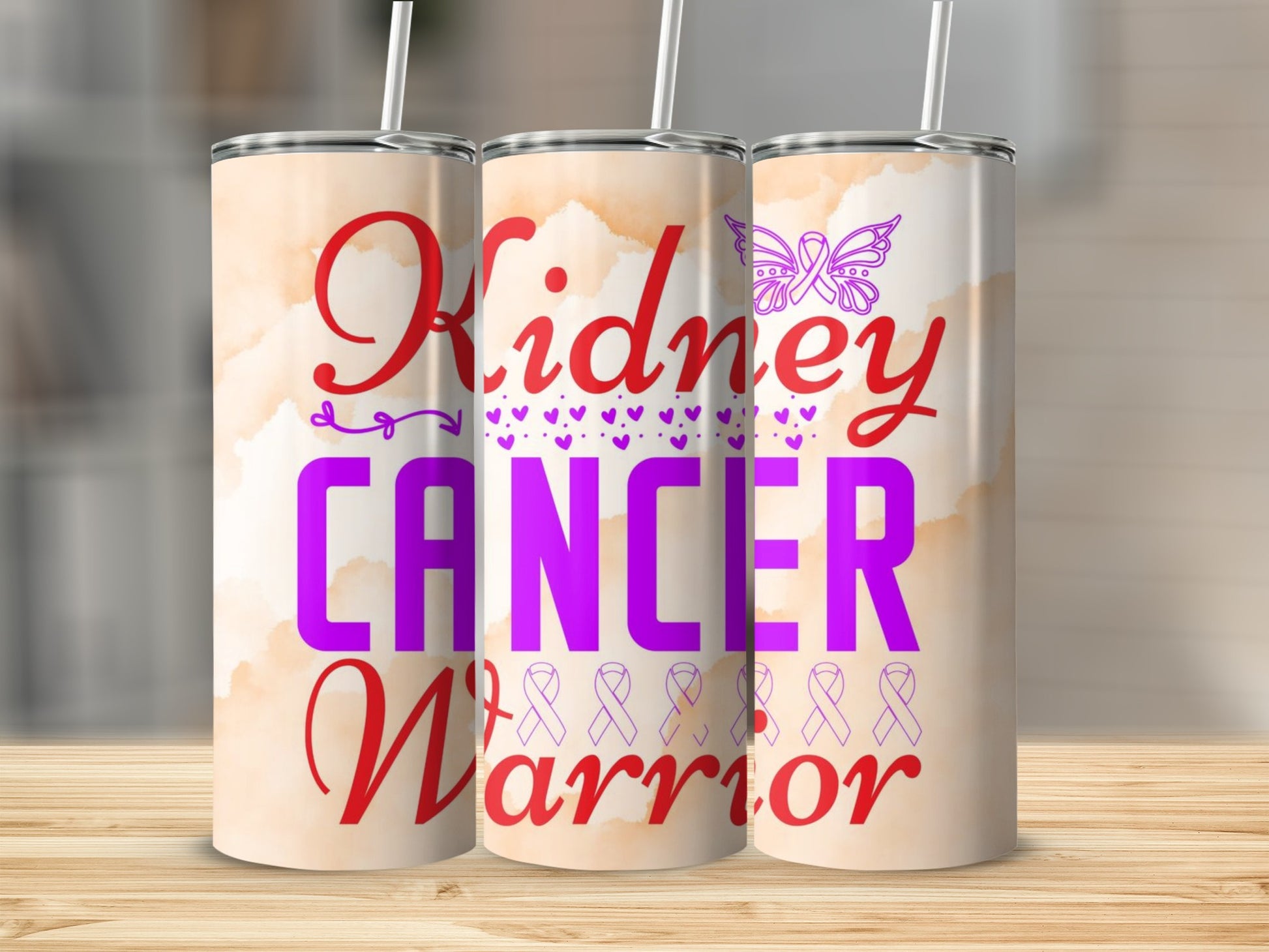 Kidney Cancer Warrior Butterfly Ribbon Tumbler