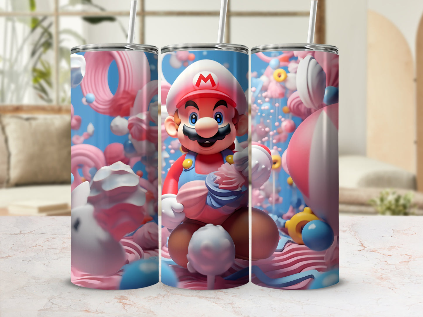 Colorful Character Themed Tumbler with Straw Cup