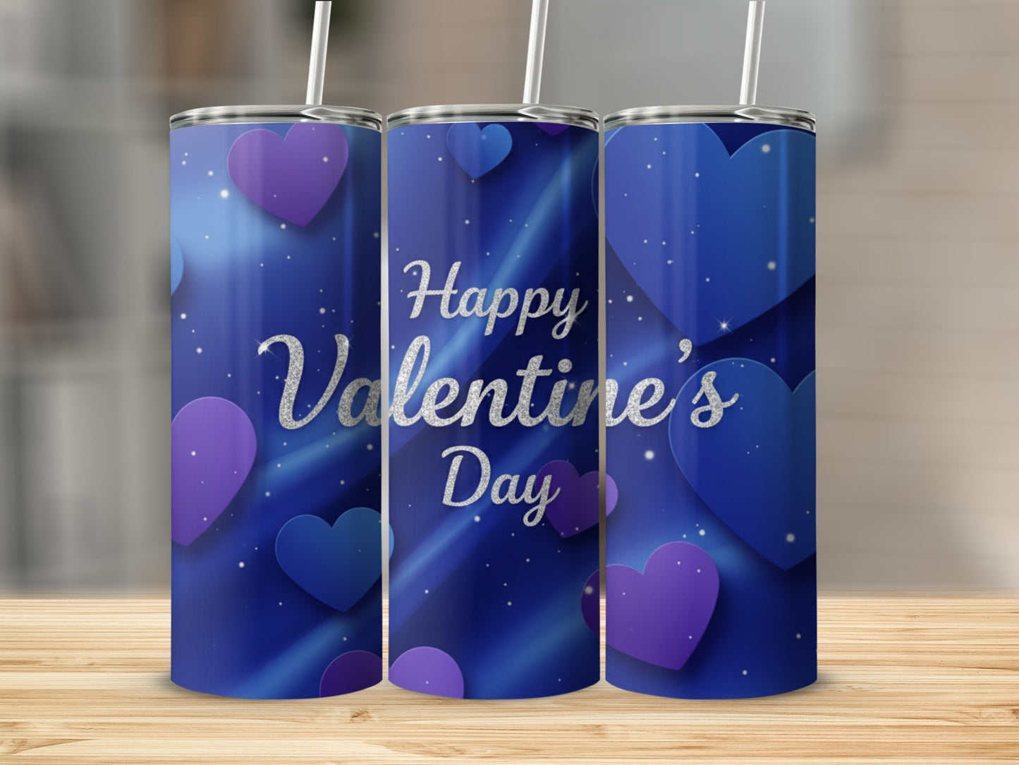Happy Valentine's Day Purple Hearts Tumbler Product