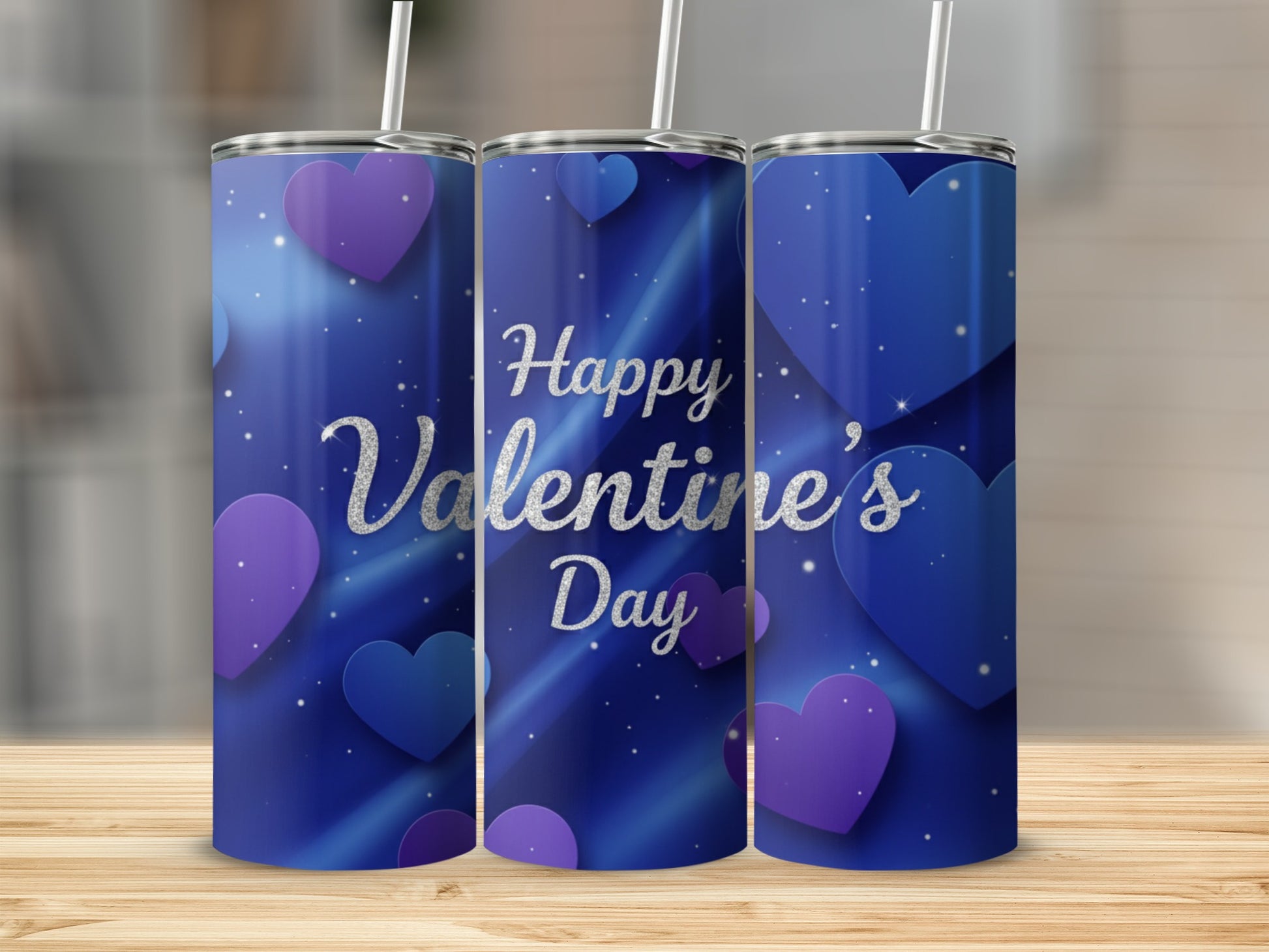 Happy Valentine's Day Purple Hearts Tumbler Product