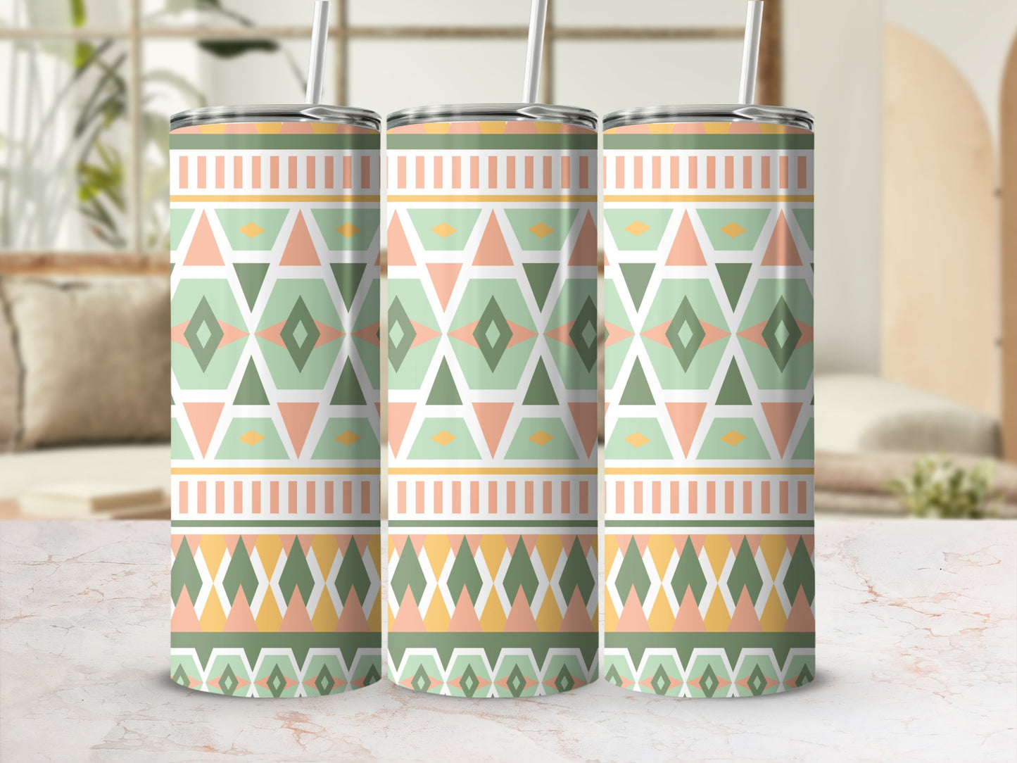 Colorful Aztec Design Insulated Tumbler