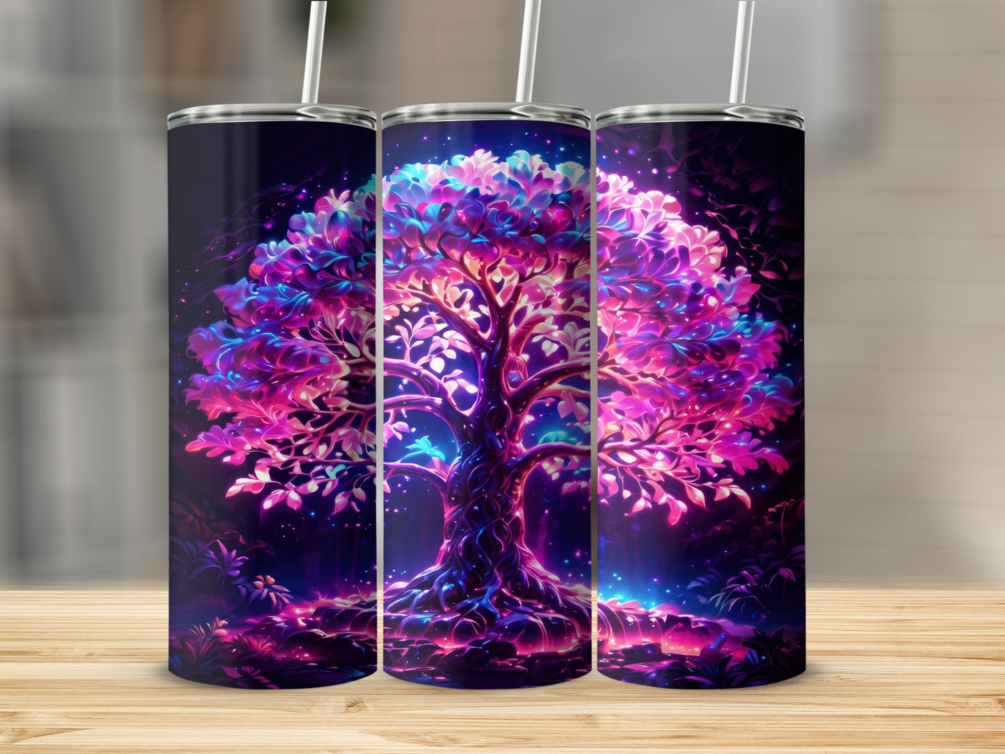 Glowing Cosmic Tree Design Neon Fantasy product type