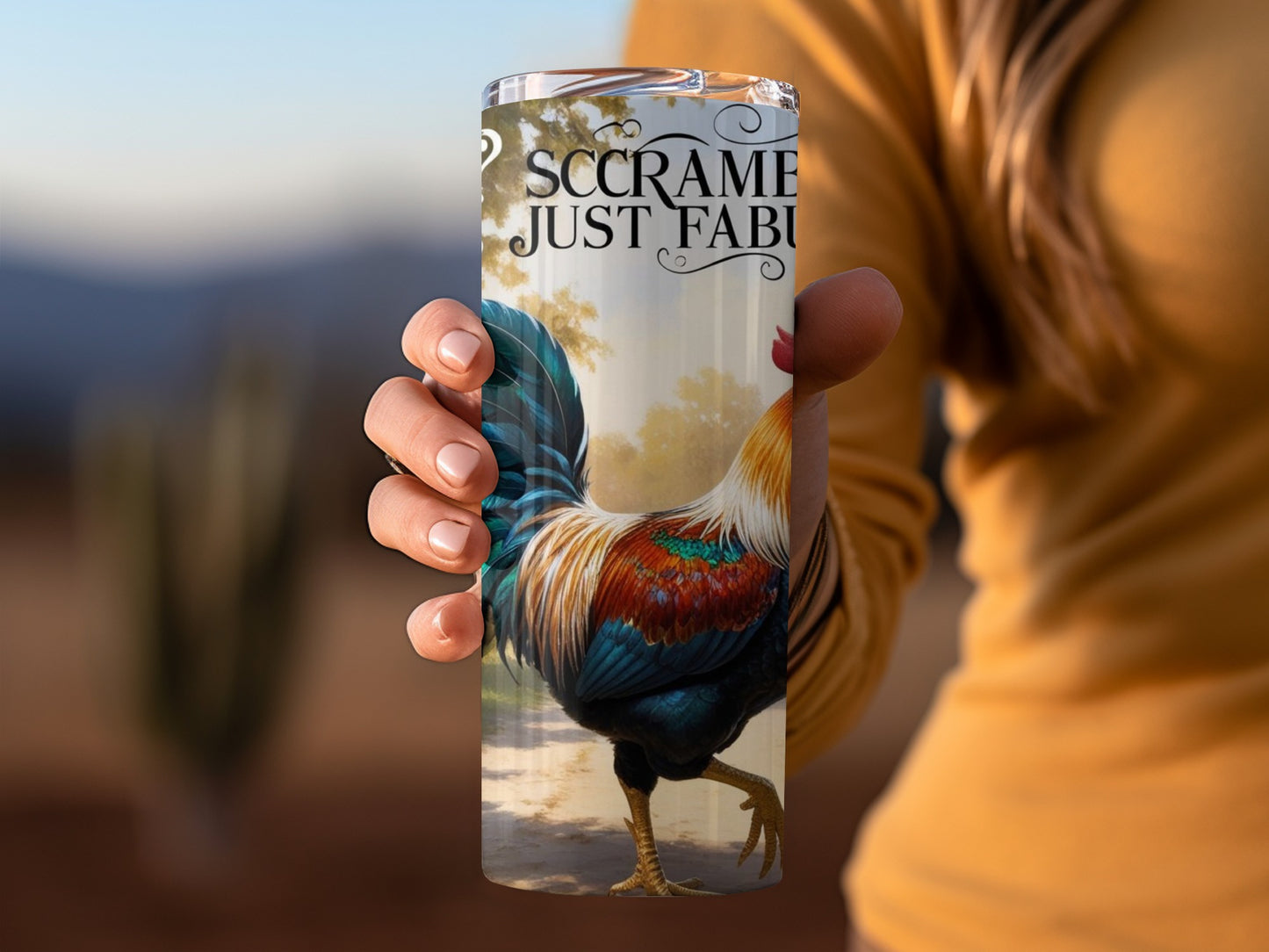 Sccrame Just Fab Rooster Print Insulated Tumbler