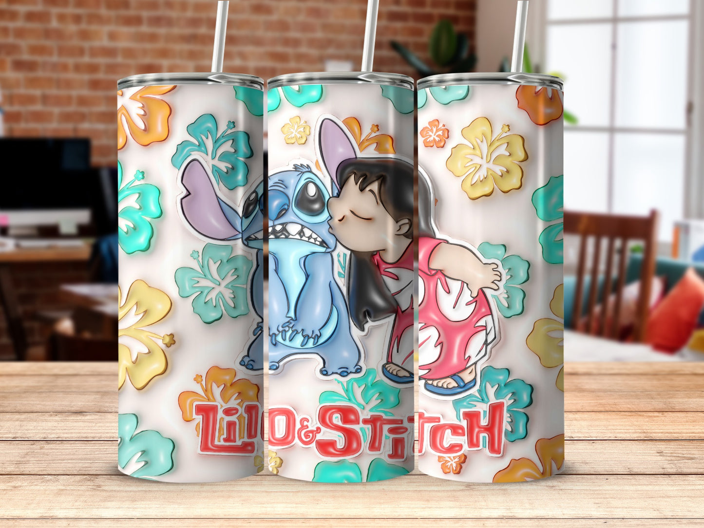 Adorable Lilo and Stitch Floral Themed Tumbler