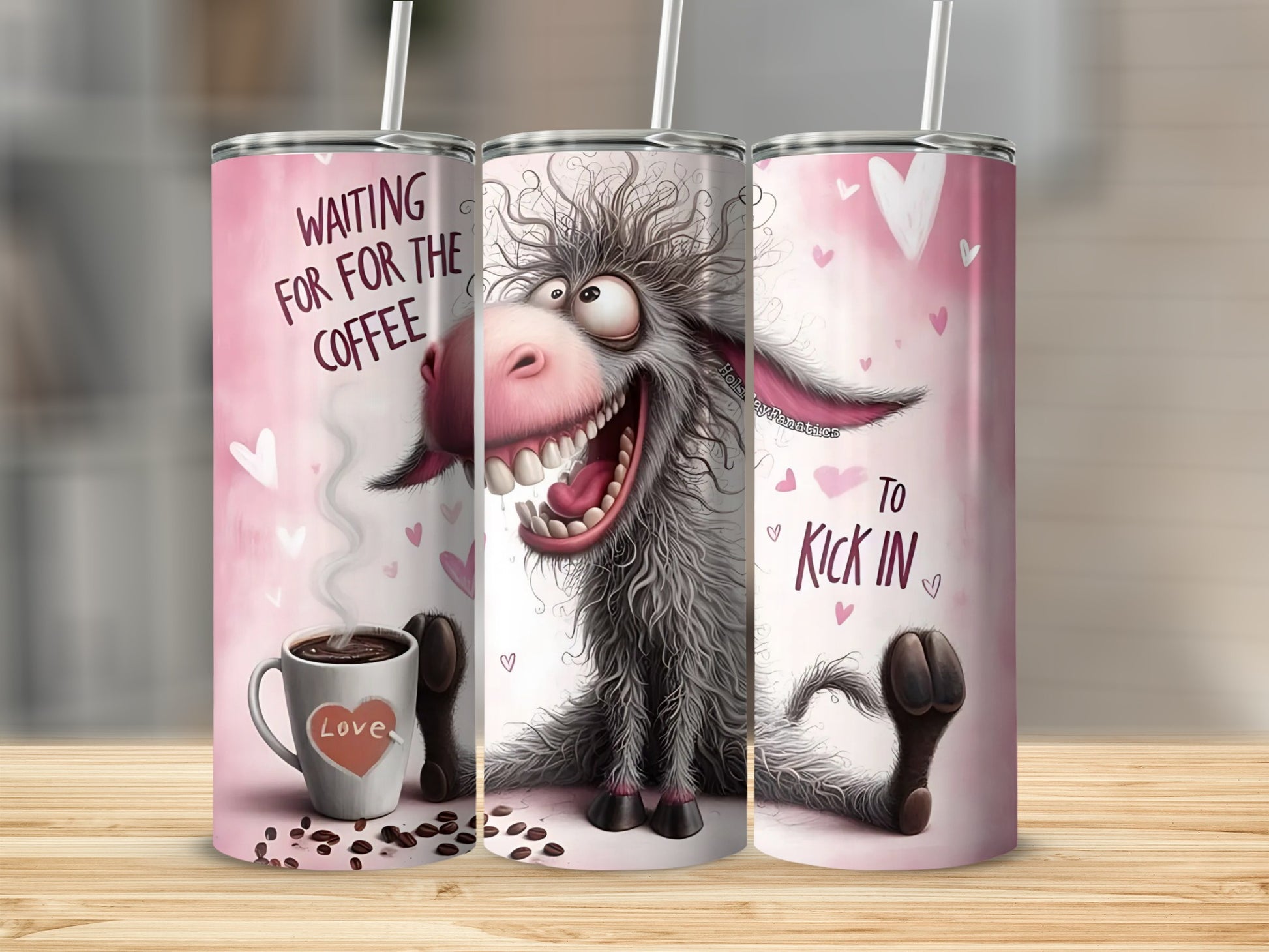 Waiting for Coffee to Kick In Funny Donkey Tumbler Cup