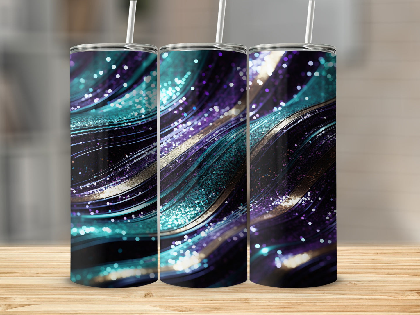 Glitter Swirls Teal Purple Gold Abstract product type