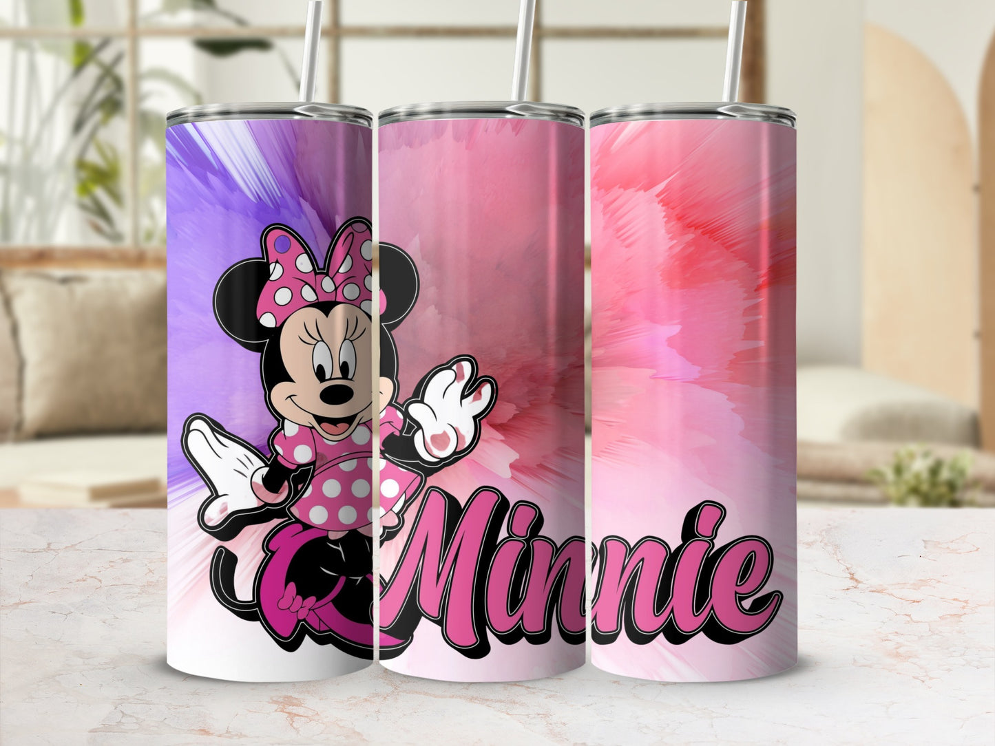 Minnie Mouse Purple and Pink Splash Tumbler
