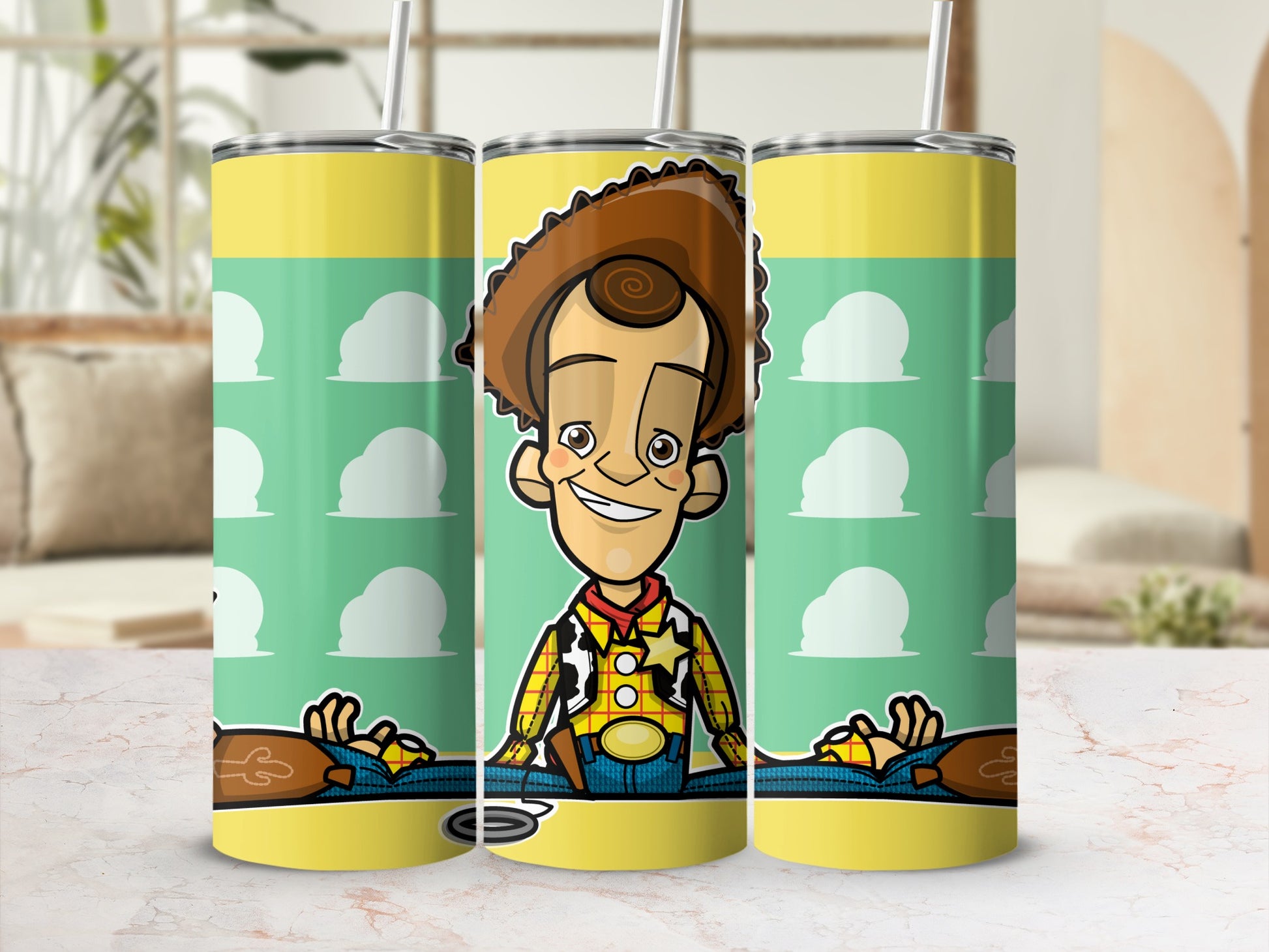 Cartoon Cowboy with Green Background Tumbler