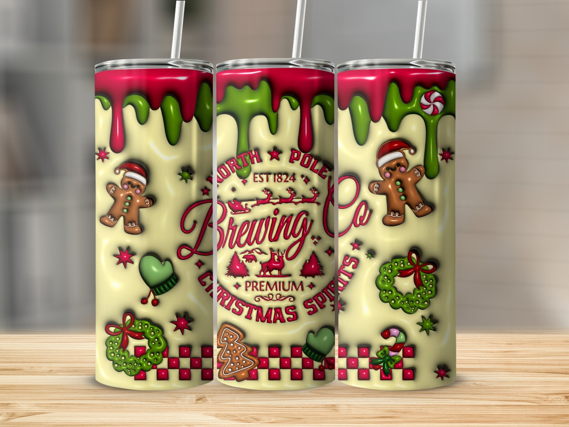 Festive Gingerbread Christmas Spirits Tumbler Collection