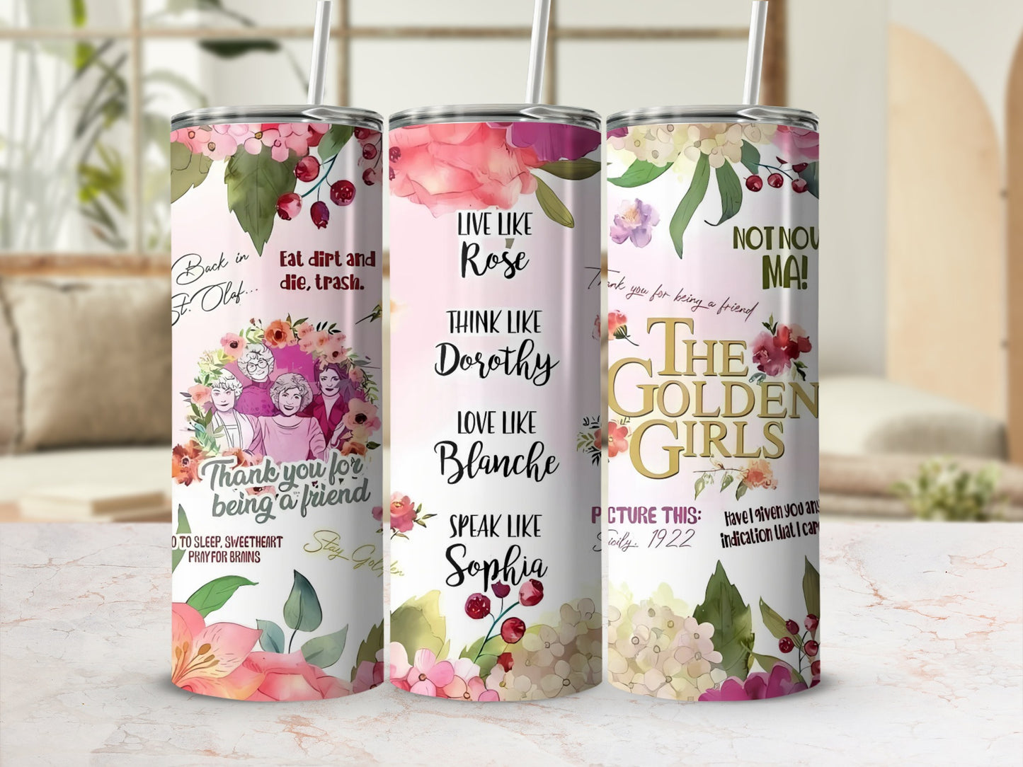 The Golden Girls Themed Stainless Steel Tumbler Set
