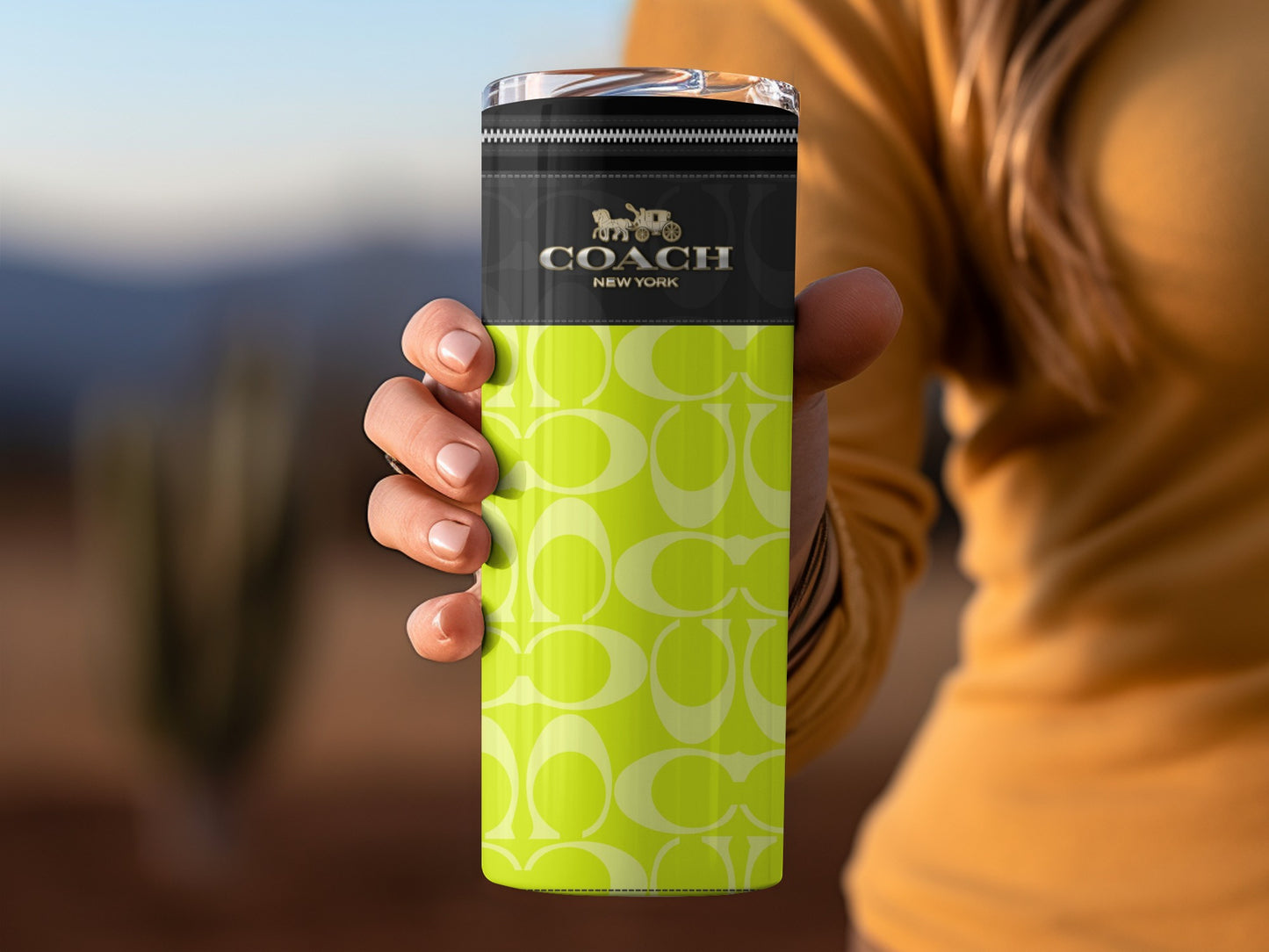 Coach New York Green Travel Mug Beverage Holder